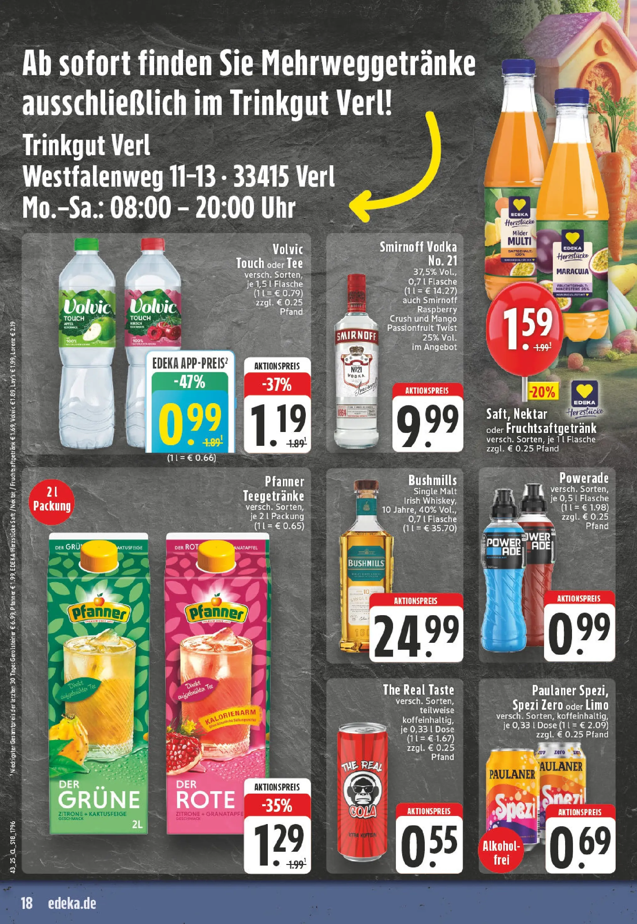 Edeka prospekt Verl	 (ab 19.10.2025) » Angebote Online | Seite: 18 | Produkte: Volvic touch, Mango, Saft, Vodka