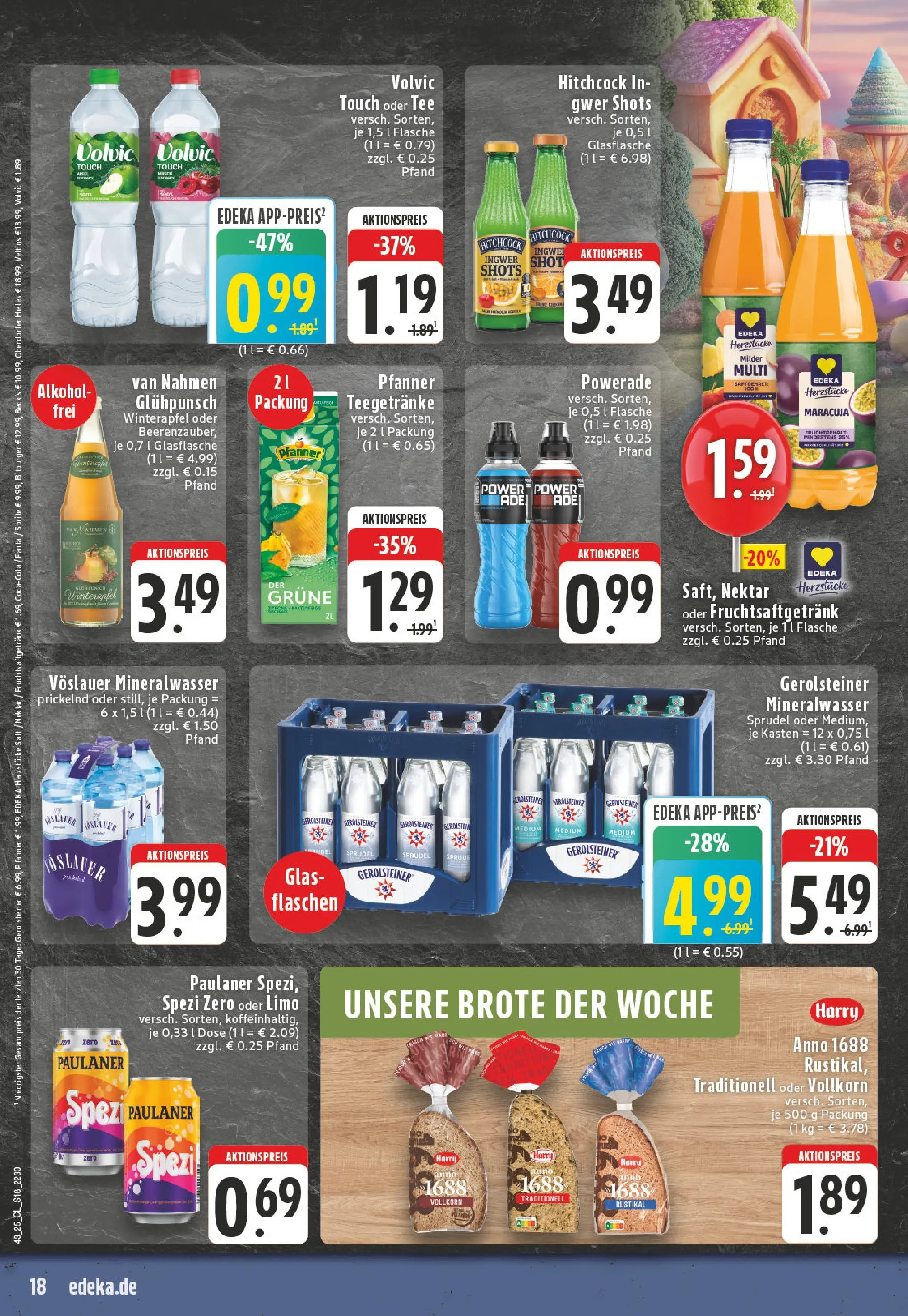 Edeka prospekt Leverkusen	 (ab 19.10.2025) » Angebote Online | Seite: 18 | Produkte: Mineralwasser, Saft, Tee, Volvic