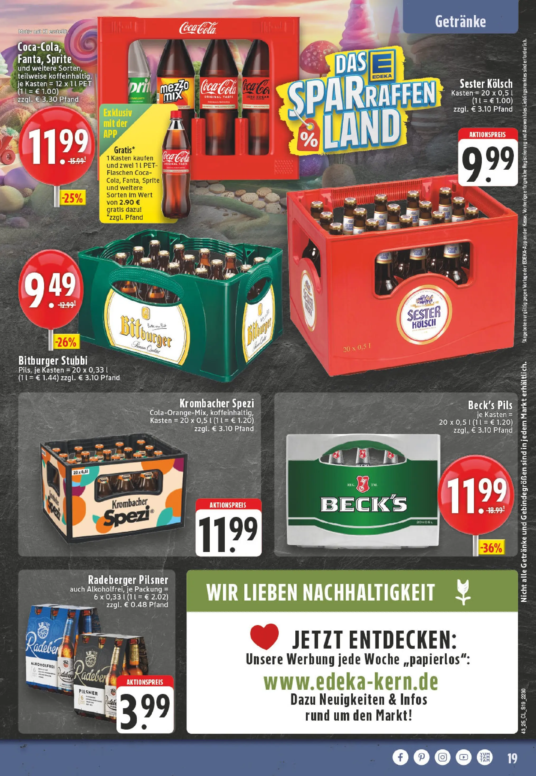 Edeka prospekt Leverkusen	 (ab 19.10.2025) » Angebote Online | Seite: 19 | Produkte: Bitburger, Sprite, Cola, Krombacher