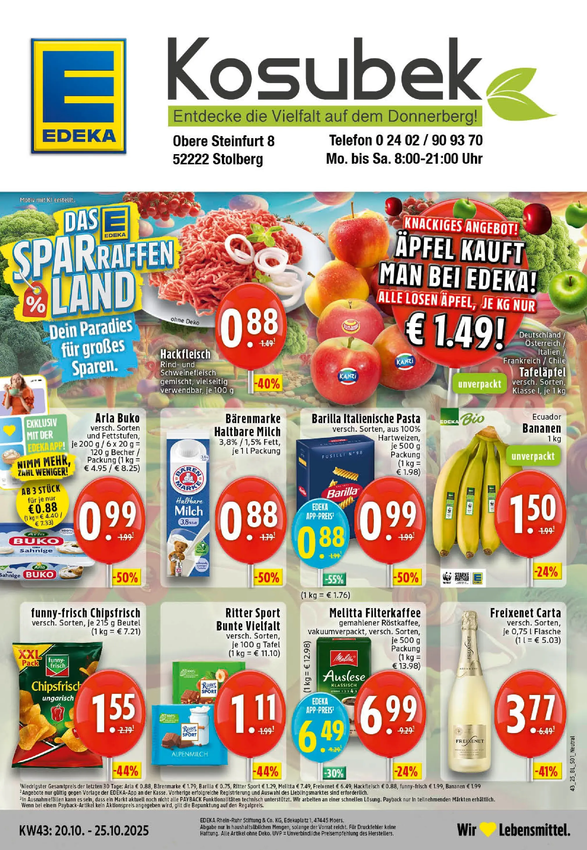 Edeka prospekt Stolberg	 (ab 19.10.2025) » Angebote Online | Seite: 1 | Produkte: Freixenet, Bananen, Schweinefleisch, Telefon