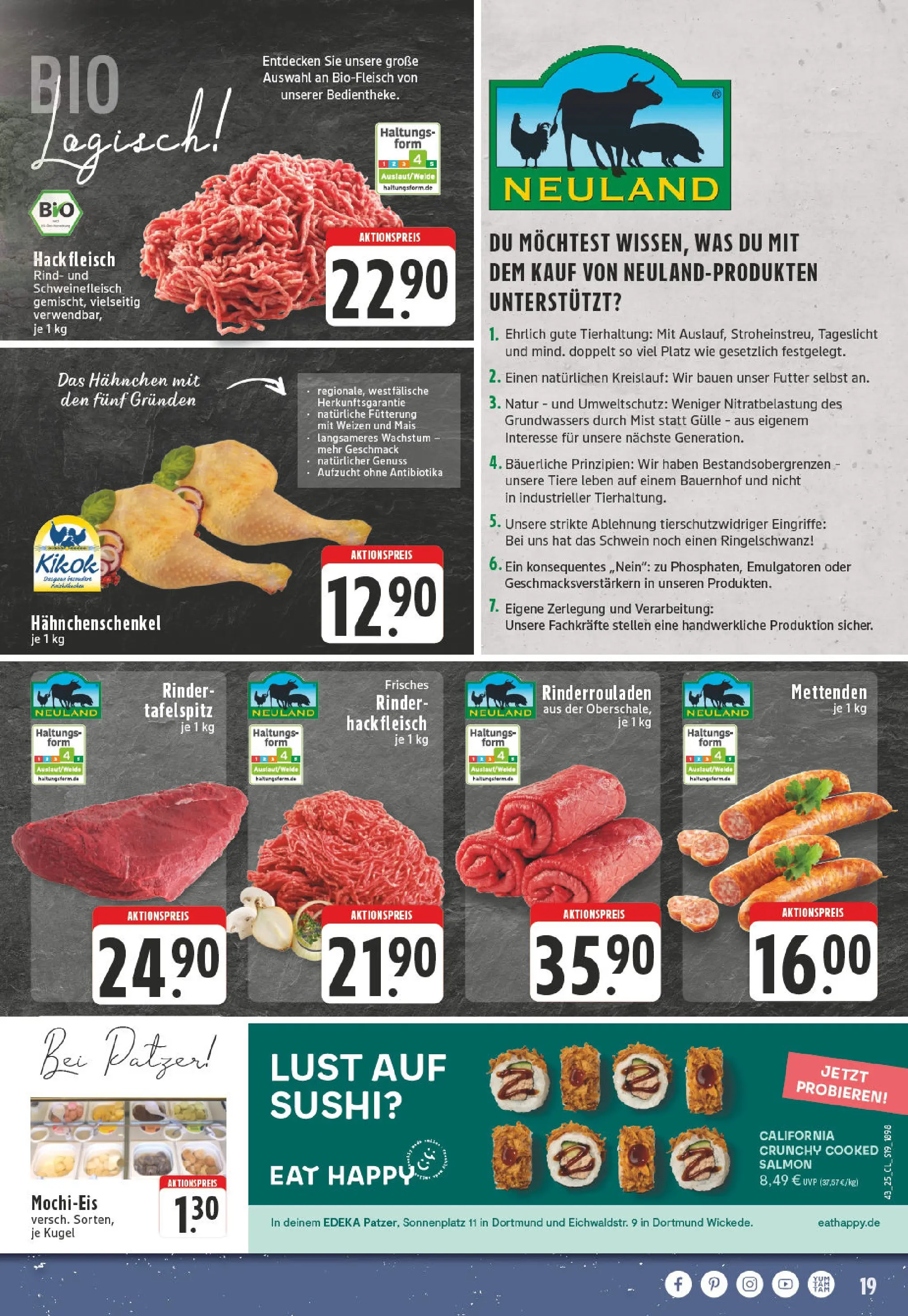 Edeka prospekt Dortmund	 (ab 20.10.2025) » Angebote Online | Seite: 19 | Produkte: Rinderrouladen, Schweinefleisch, Fleisch, Mochi