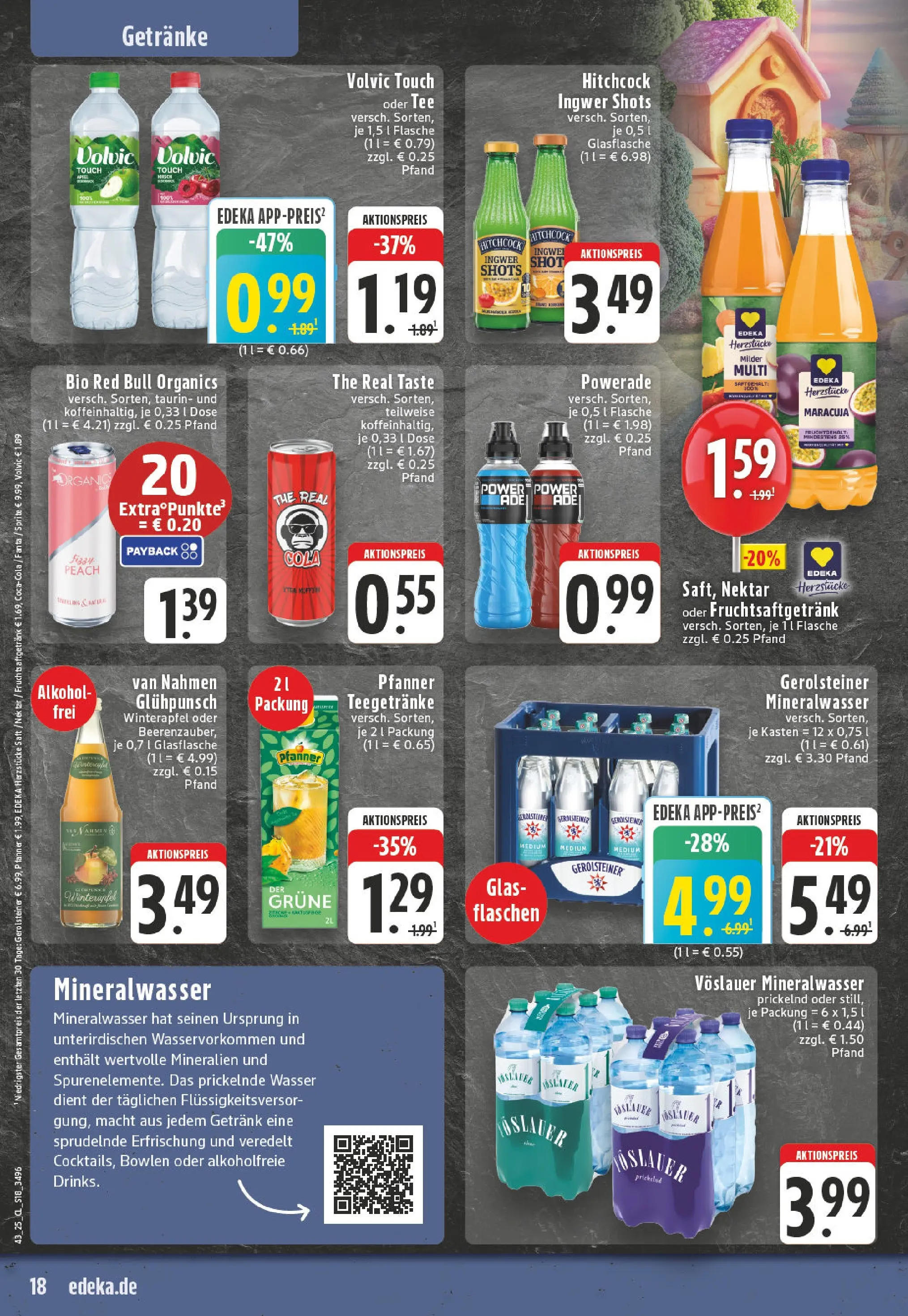 Edeka prospekt Essen	 (ab 19.10.2025) » Angebote Online | Seite: 18 | Produkte: Sprite, Mineralwasser, Tee, Volvic