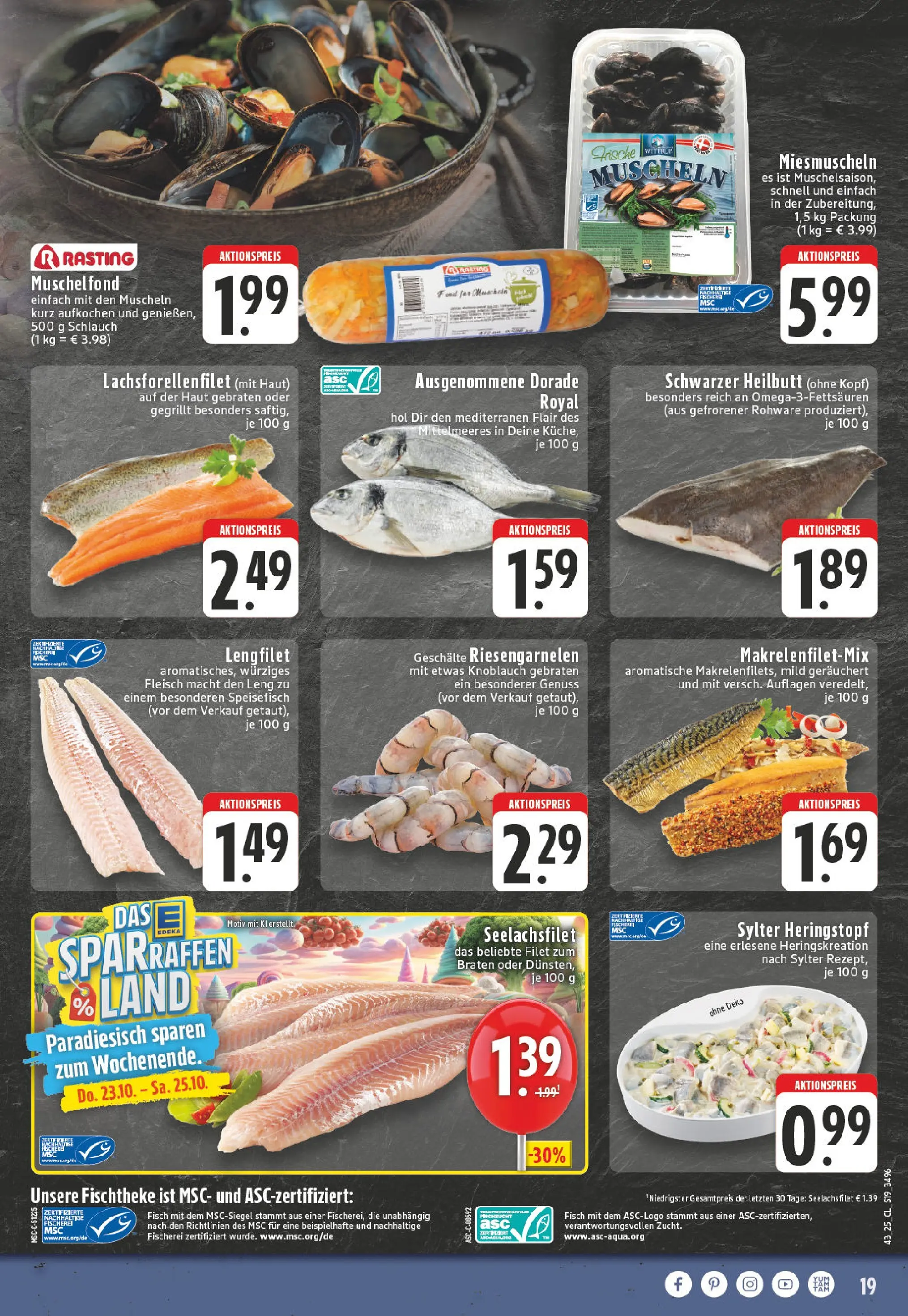 Edeka prospekt Essen	 (ab 19.10.2025) » Angebote Online | Seite: 19 | Produkte: Dorade, Fisch, Knoblauch, Fleisch