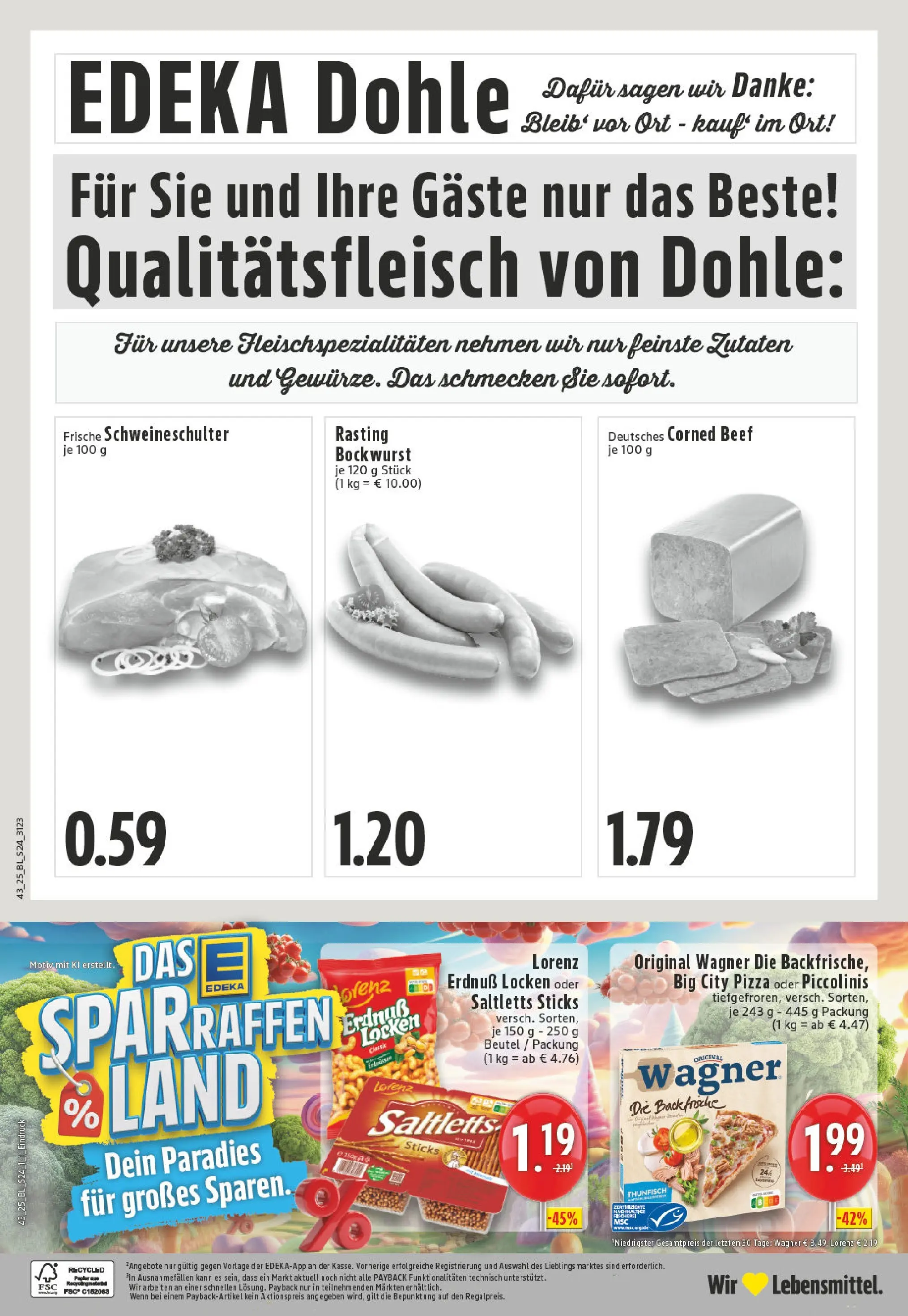 Edeka prospekt Hopsten	 (ab 19.10.2025) » Angebote Online | Seite: 24 | Produkte: Bockwurst, Thunfisch, Piccolinis, Pizza