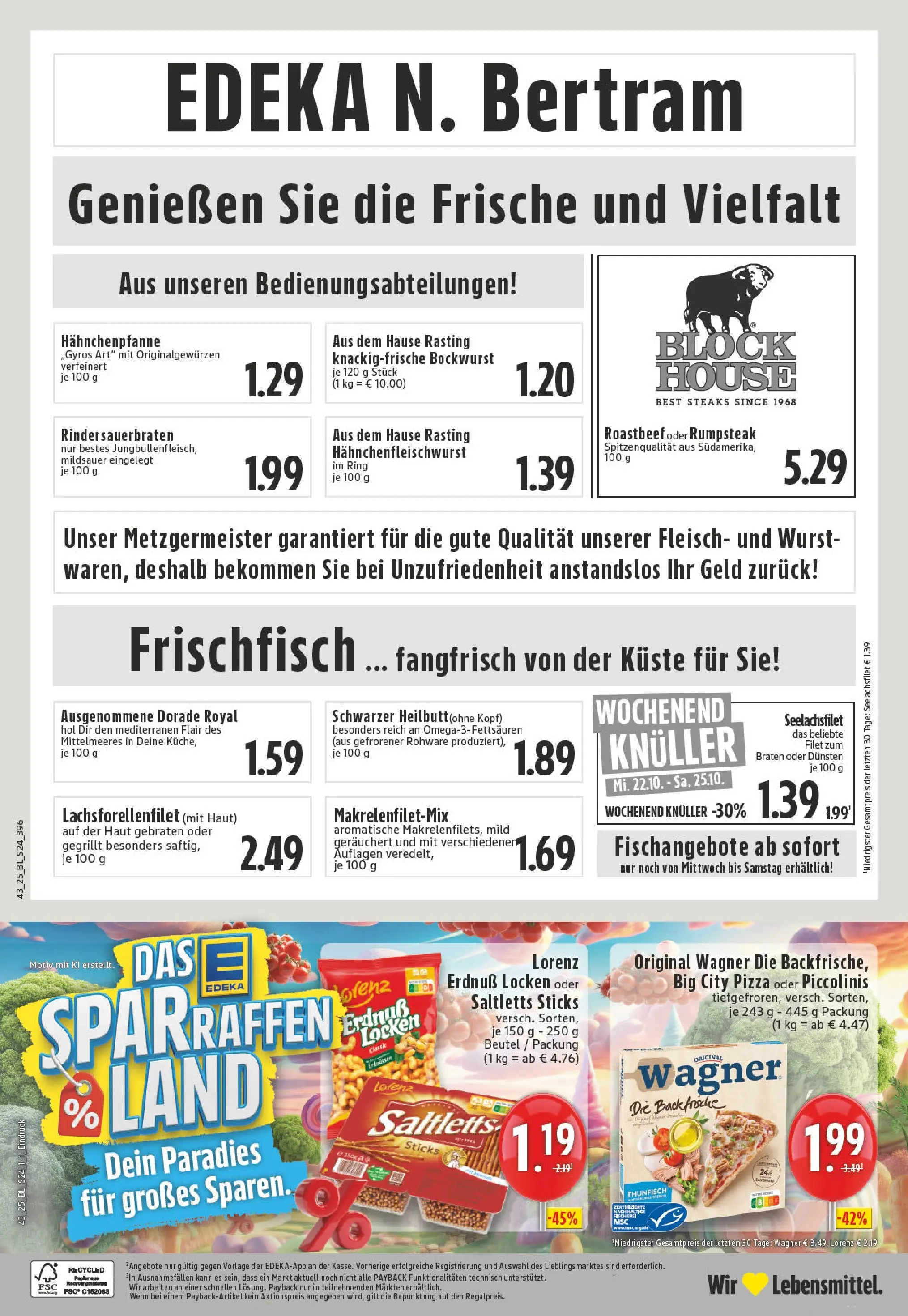 Edeka prospekt Witten	 (ab 19.10.2025) » Angebote Online | Seite: 24 | Produkte: Bockwurst, Dorade, Thunfisch, Fleisch