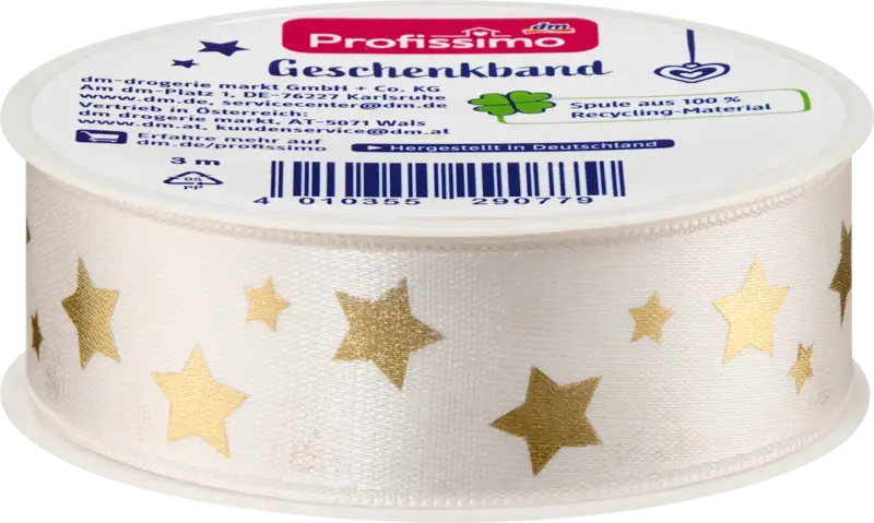 Profissimo Geschenkband mit Sterne, creme