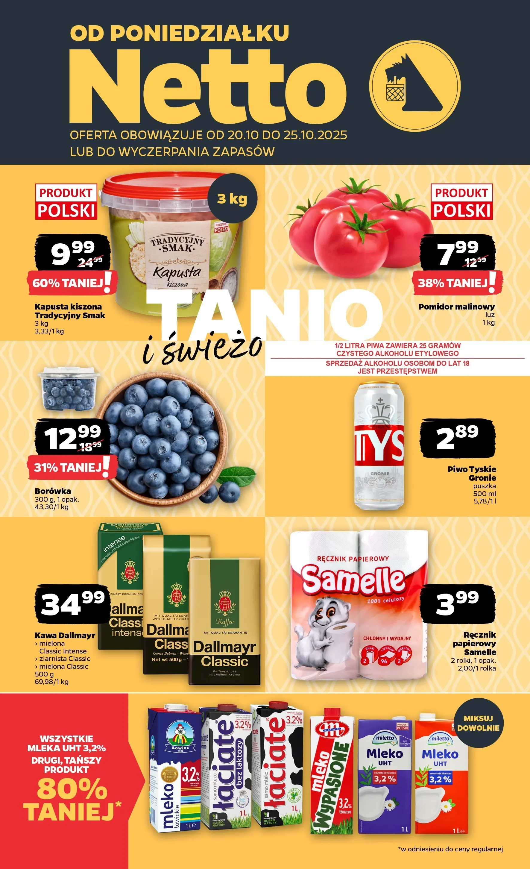 Netto - NETTO T43A ważne do 25.10 od 19.10.2025 - Aktualne promocje | Strona: 1 | Produkty: Pomidor malinowy, Kawa Dallmayr, Kawa, Ręcznik papierowy