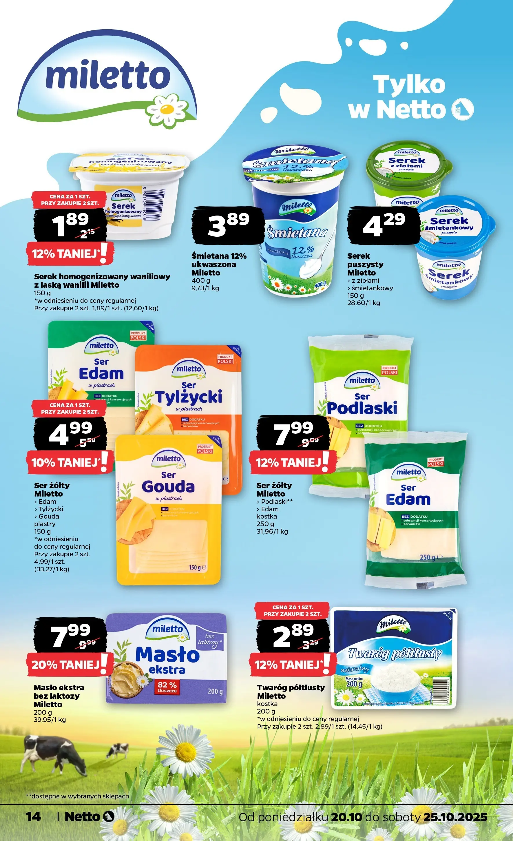Netto - NETTO T43A ważne do 25.10 od 19.10.2025 - Aktualne promocje | Strona: 14 | Produkty: Bez laktozy, Serek, Ser, Twaróg