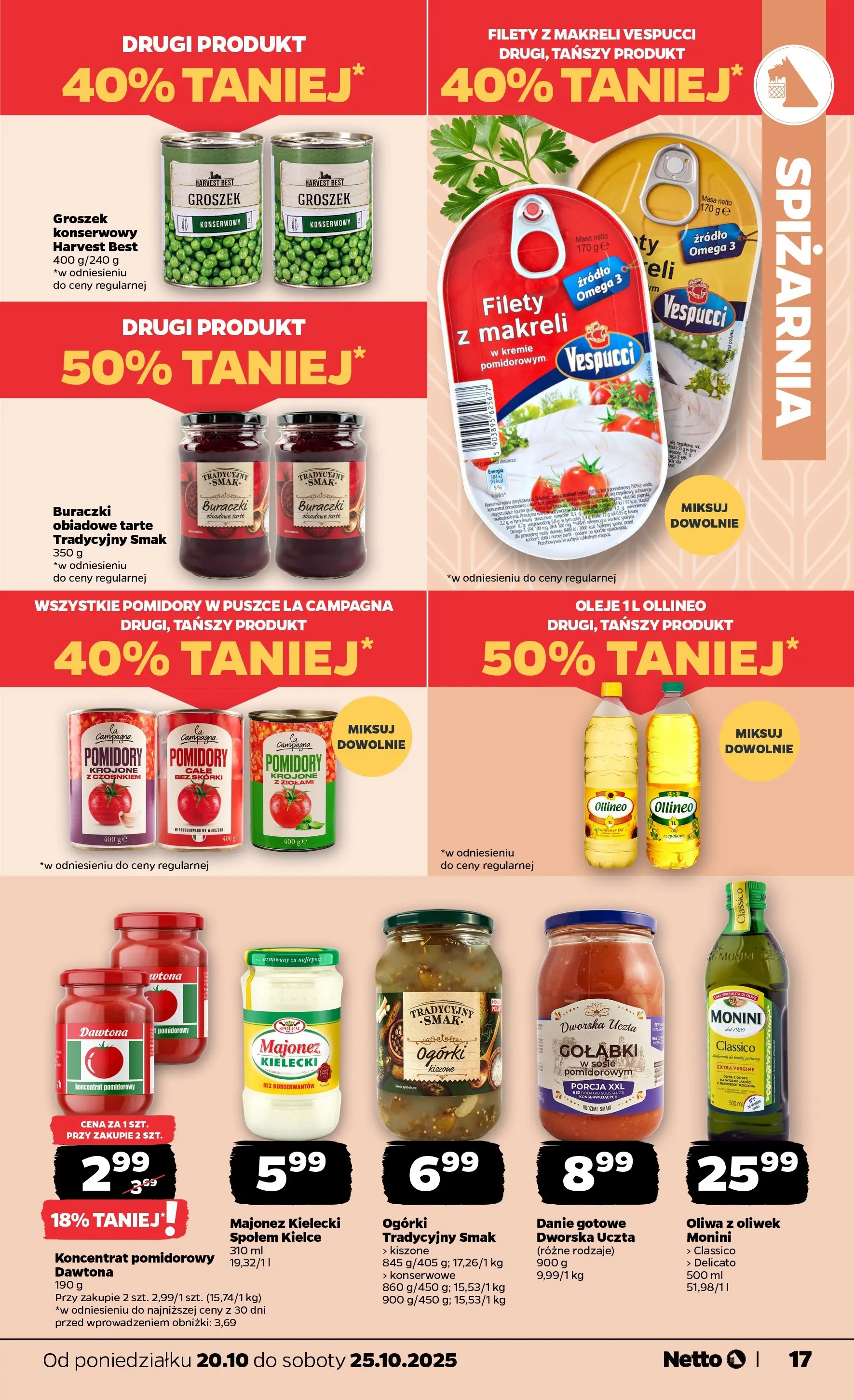 Netto - NETTO T43A ważne do 25.10 od 19.10.2025 - Aktualne promocje | Strona: 17 | Produkty: Groszek, Oliwa z oliwek, Olej, Majonez