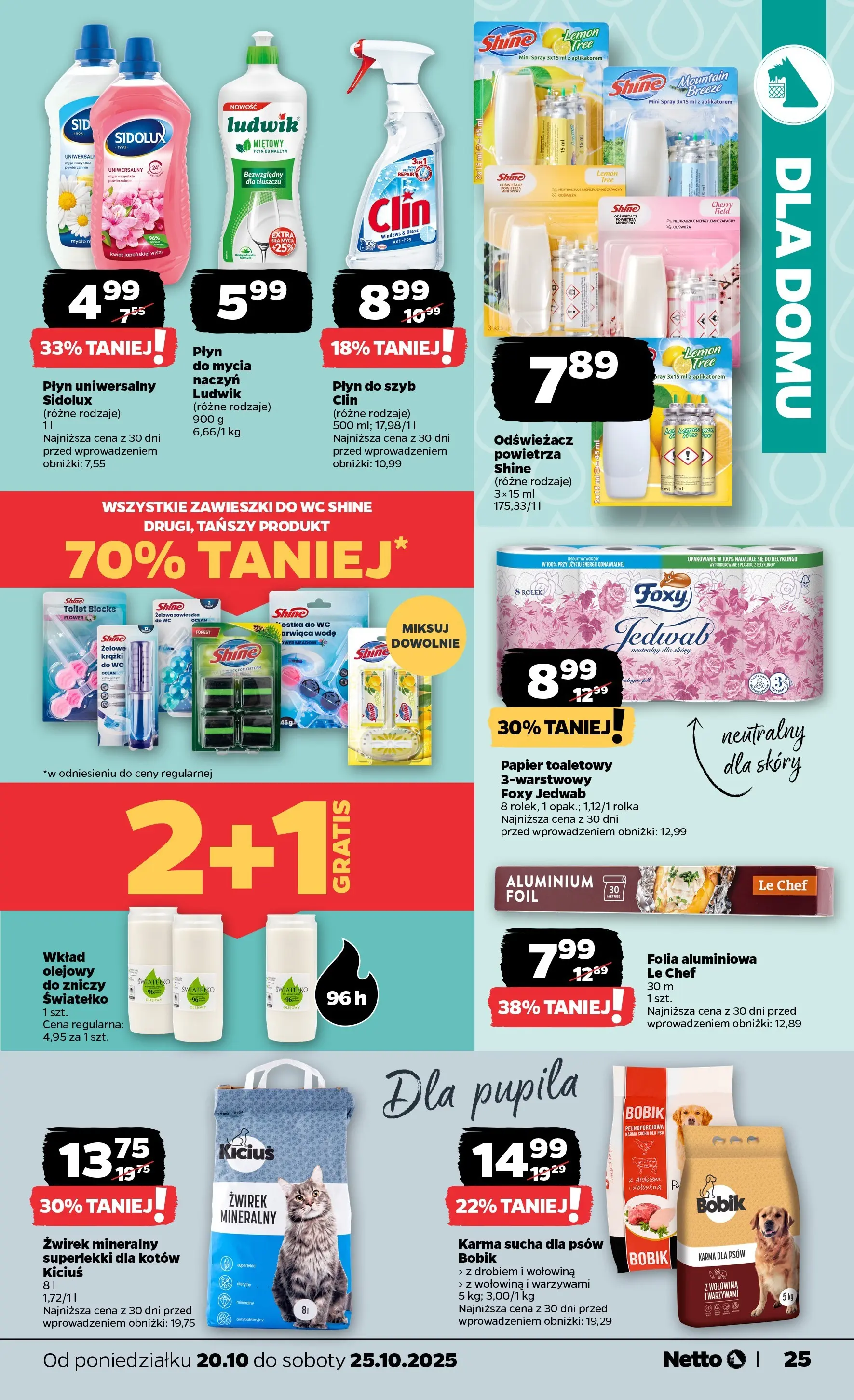 Netto - NETTO T43A ważne do 25.10 od 19.10.2025 - Aktualne promocje | Strona: 25 | Produkty: Odświeżacz, Papier toaletowy, Mydło, Karma dla psów