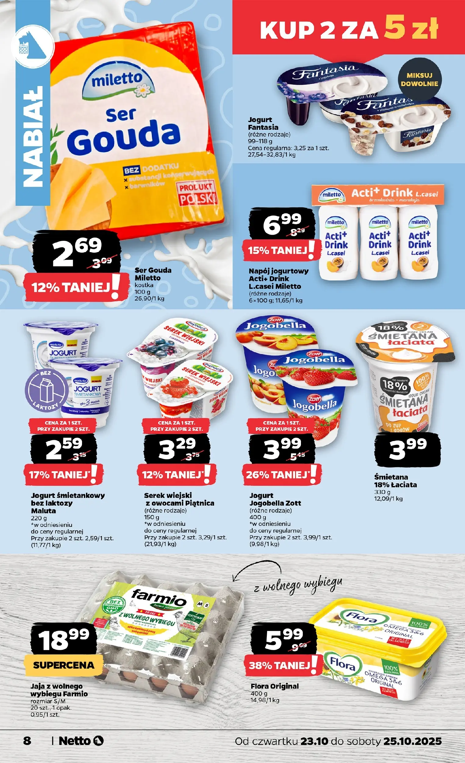 Netto - NETTO T43B Food ważne do 25.10 od 22.10.2025 - Aktualne promocje | Strona: 8 | Produkty: Jogurt śmietankowy, Serek wiejski, Jaja, Ser gouda