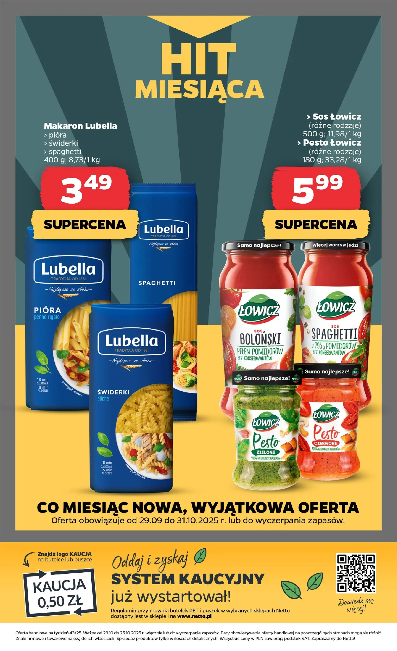 Netto - NETTO T43B Food ważne do 25.10 od 22.10.2025 - Aktualne promocje | Strona: 20 | Produkty: Penne, Pesto, Makaron, Sos