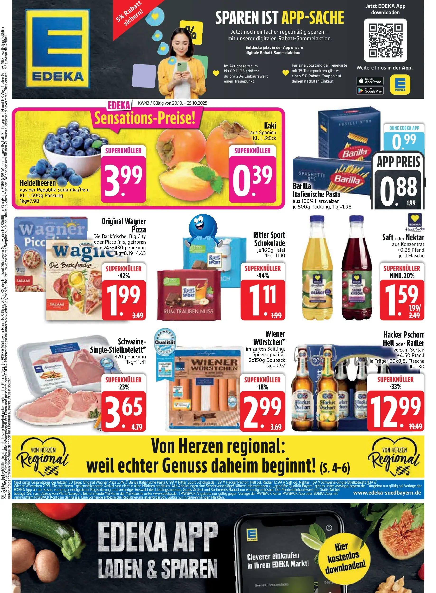 Edeka prospekt Bodenwöhr	 (ab 19.10.2025) » Angebote Online | Seite: 1 | Produkte: Barilla, Trauben, Wagner pizza, Kaki