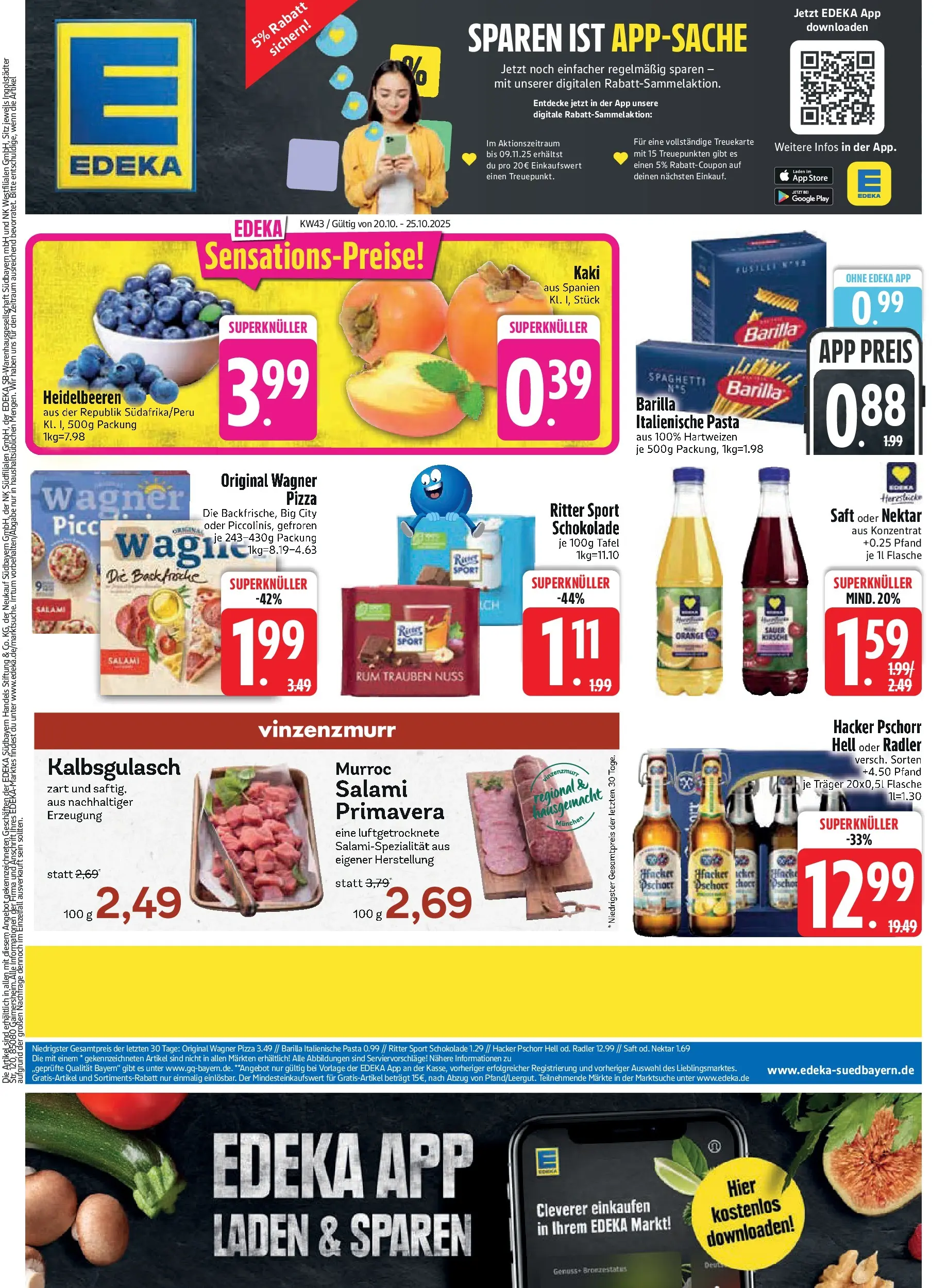Edeka prospekt Unterföhring	 (ab 19.10.2025) » Angebote Online | Seite: 1 | Produkte: Trauben, Rum, Ritter sport, Pizza