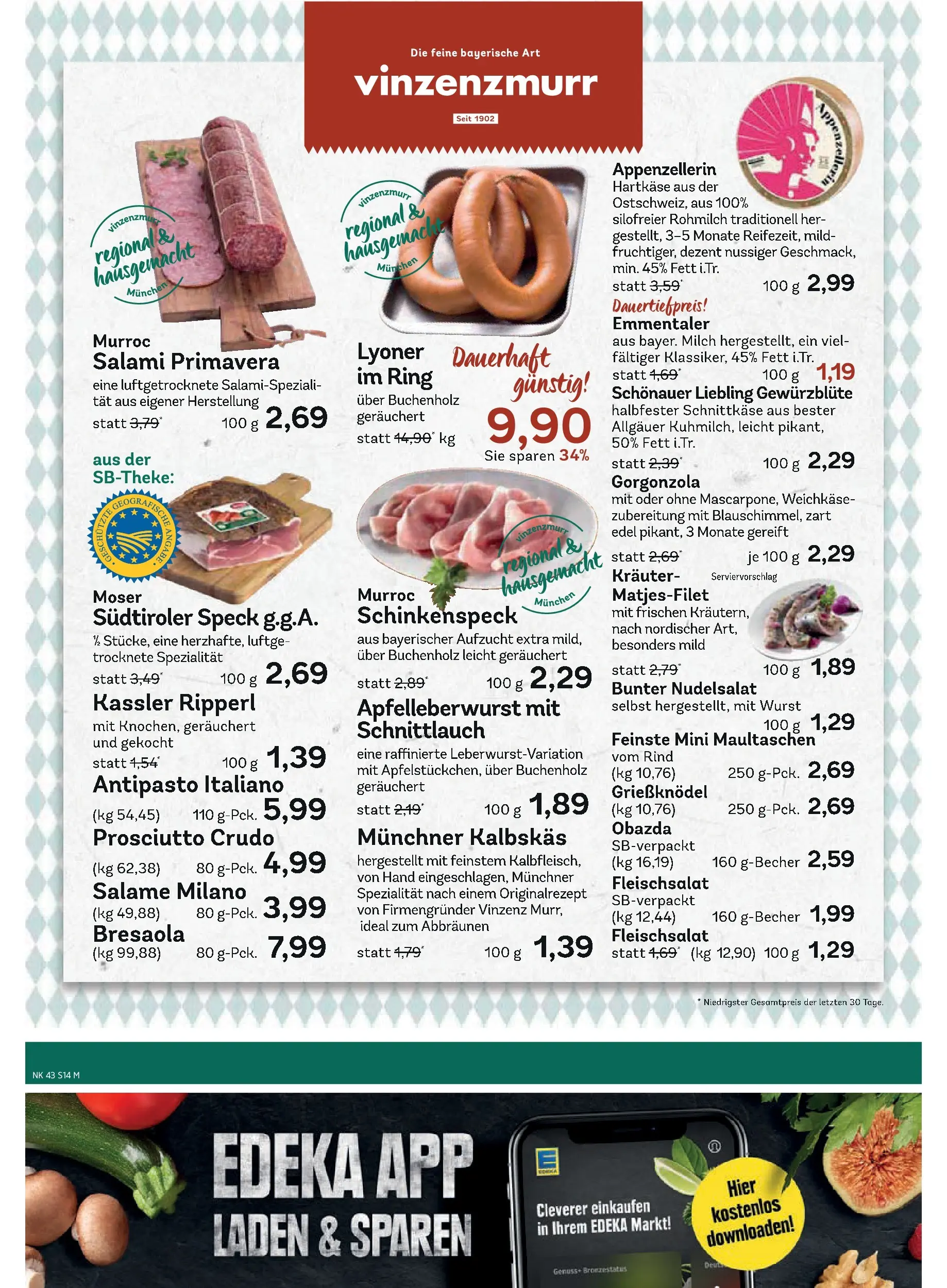 Edeka prospekt Unterföhring	 (ab 19.10.2025) » Angebote Online | Seite: 14 | Produkte: Milch, Wurst, Pasta, Maultaschen