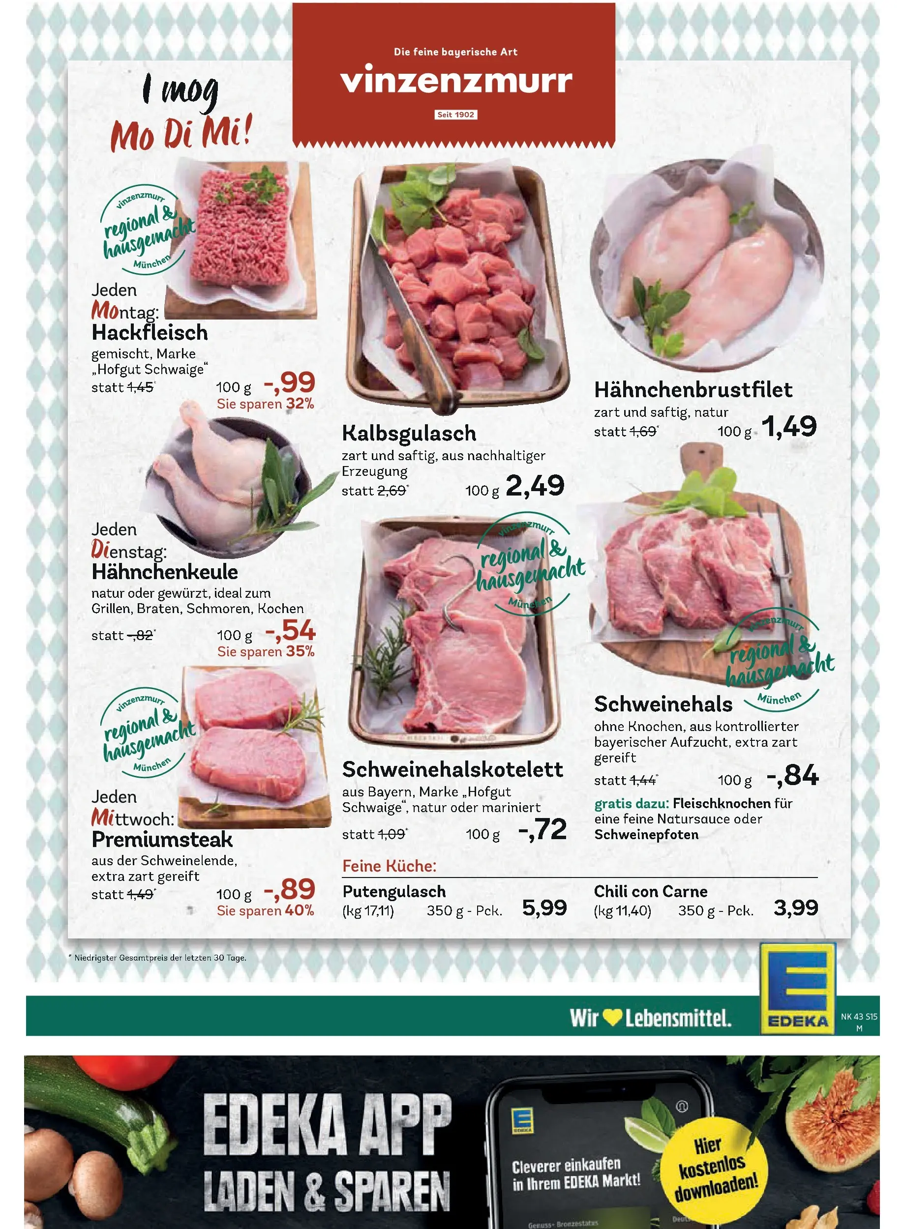 Edeka prospekt Unterföhring	 (ab 19.10.2025) » Angebote Online | Seite: 15 | Produkte: Küche, Chili, Hackfleisch