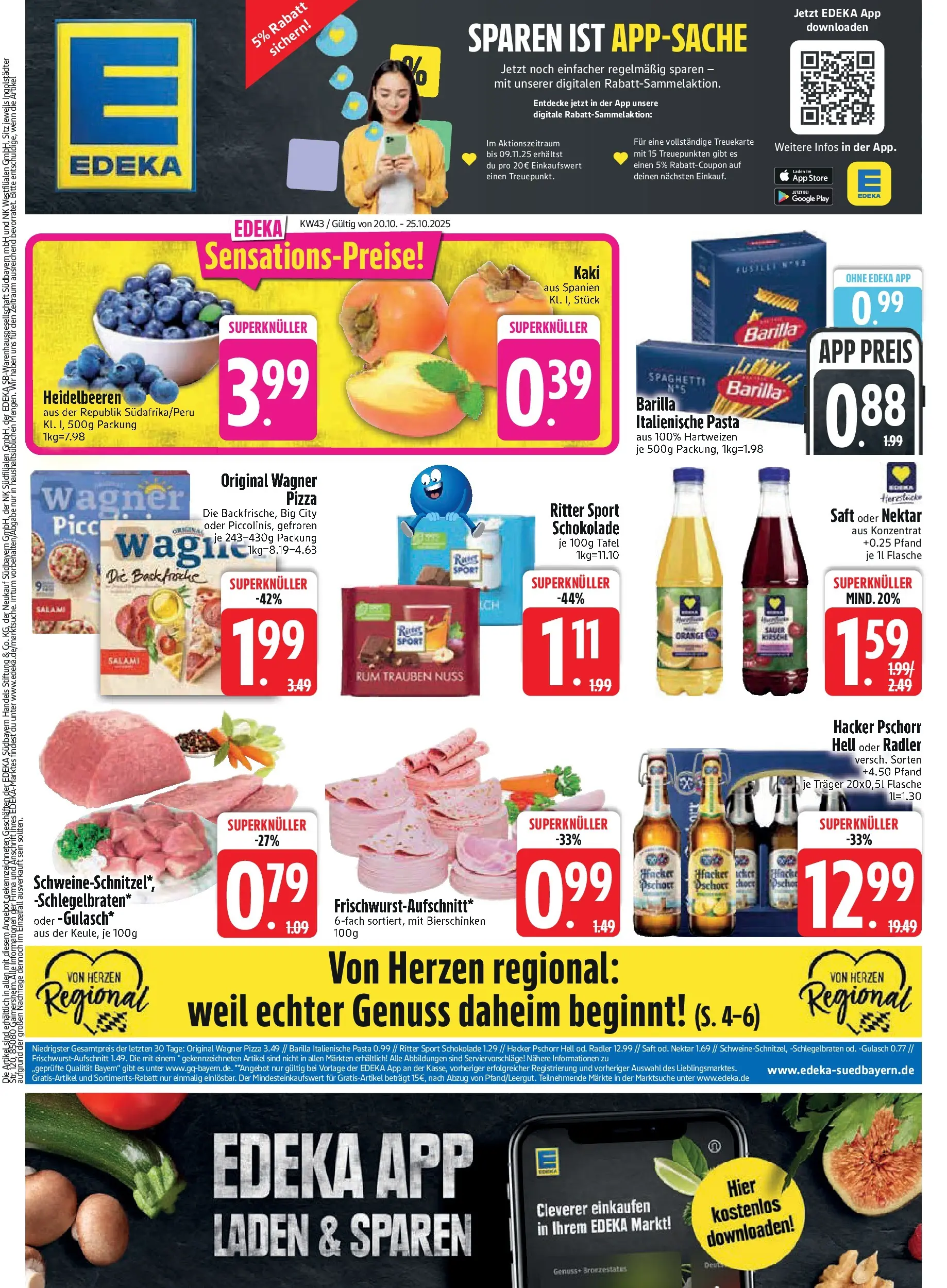 Edeka prospekt Asbach-Bäumenheim	 (ab 19.10.2025) » Angebote Online | Seite: 1 | Produkte: Trauben, Schokolade, Radler, Kaki