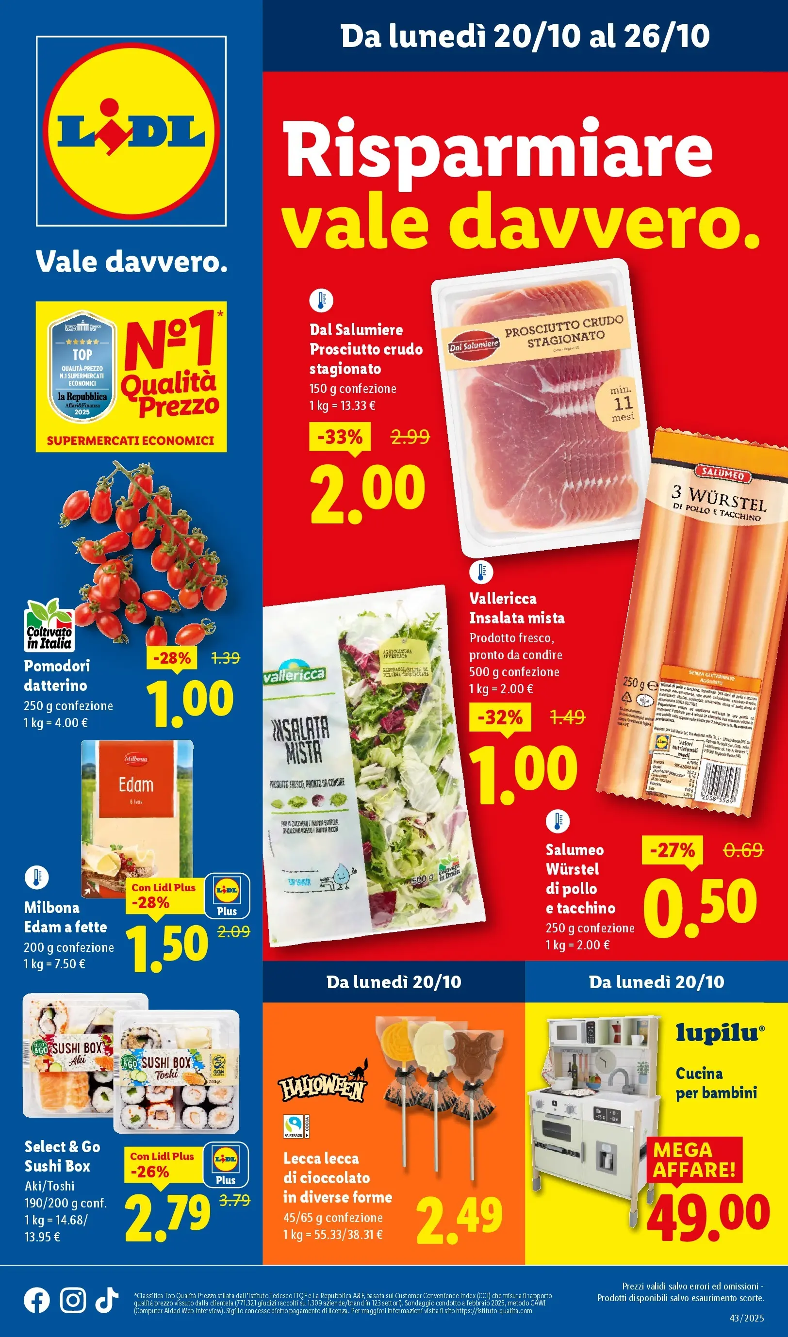 LIDL volantino della prossima settimana dal ﻿16/10/2025﻿ 📣 | Pagina: 1 | Prodotti: Top, Prosciutto, Wurstel, Computer
