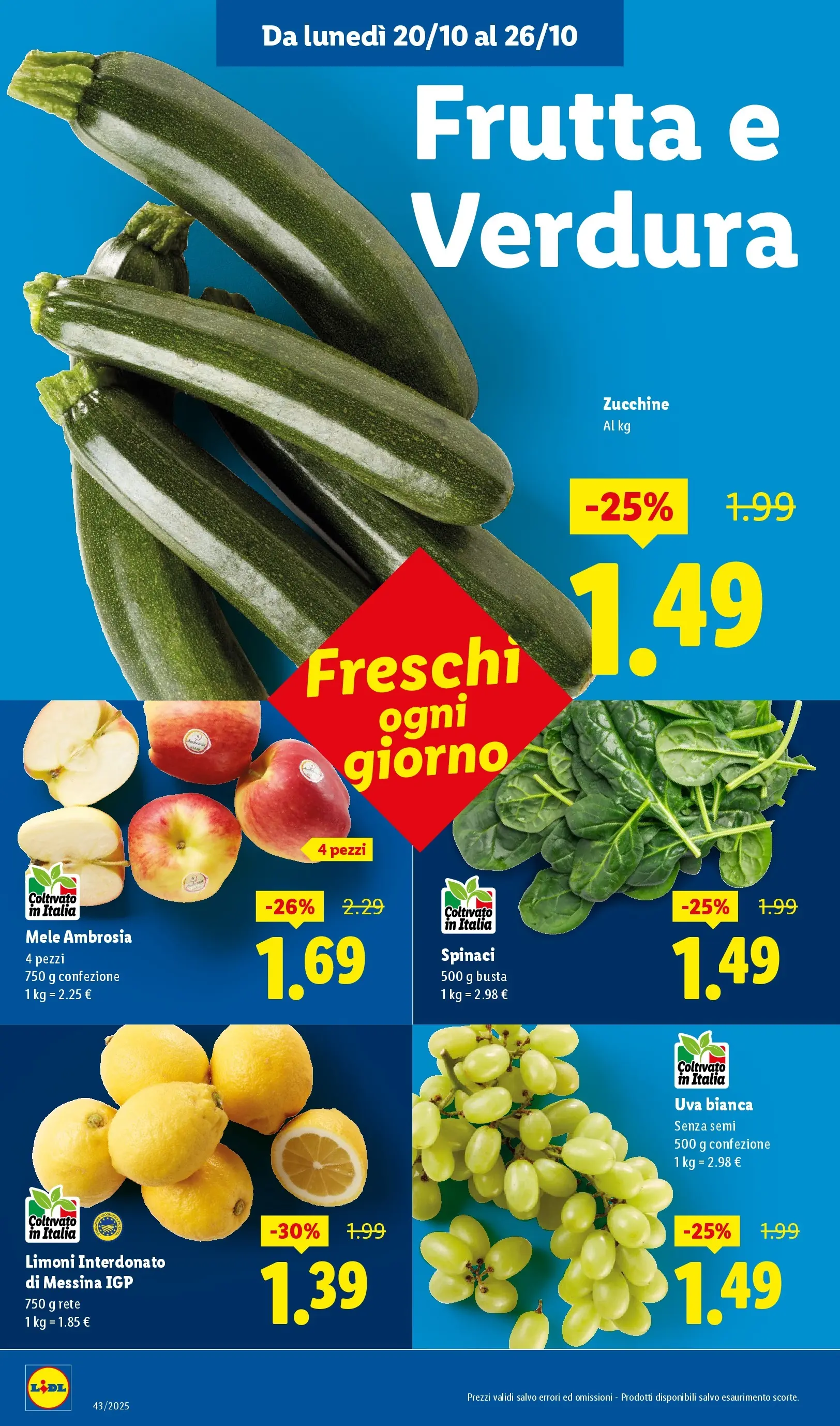 LIDL volantino della prossima settimana dal ﻿16/10/2025﻿ 📣 | Pagina: 2 | Prodotti: Mele, Frutta, Uva, Zucchine