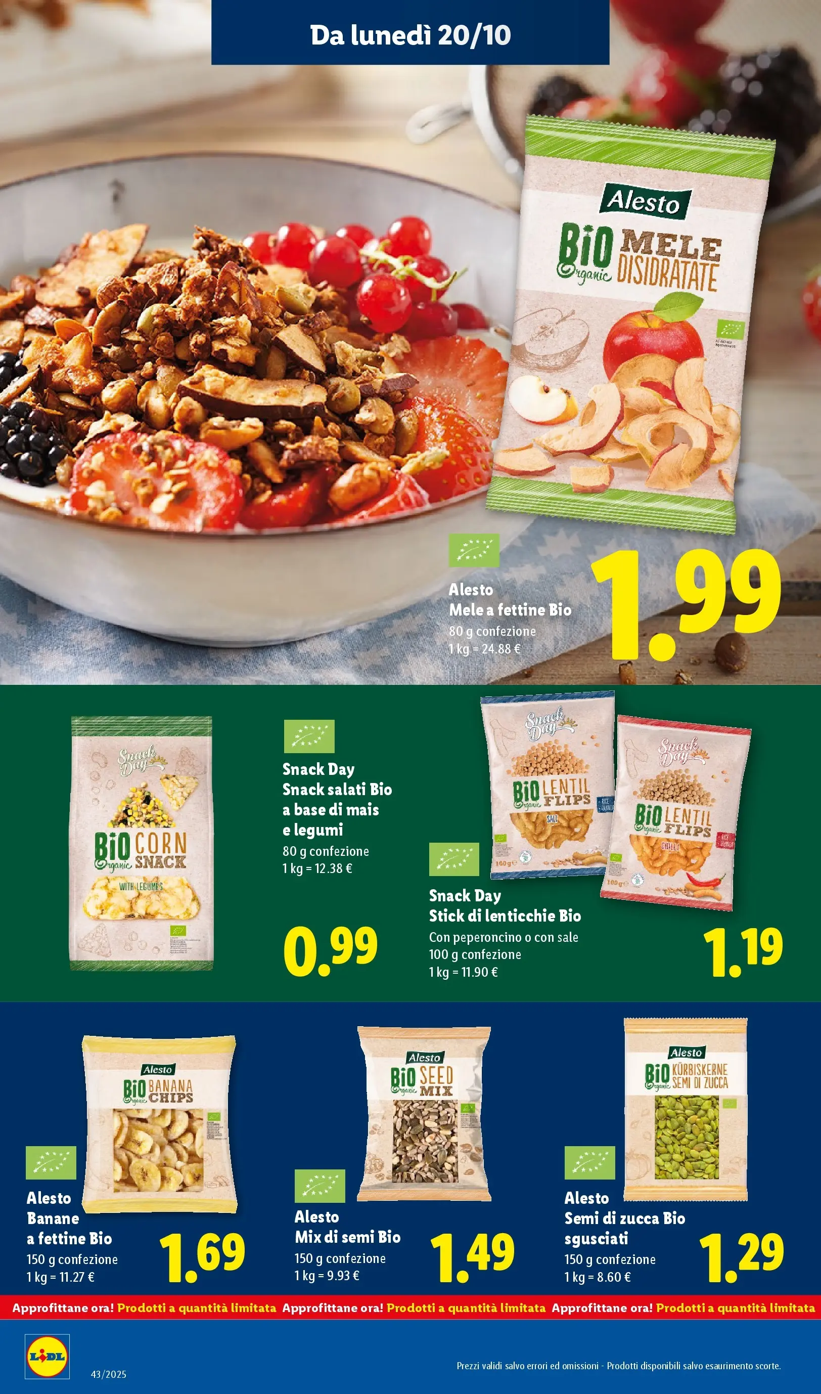 LIDL volantino della prossima settimana dal ﻿16/10/2025﻿ 📣 | Pagina: 20 | Prodotti: Banane, Zucca, Mais, Semi di zucca