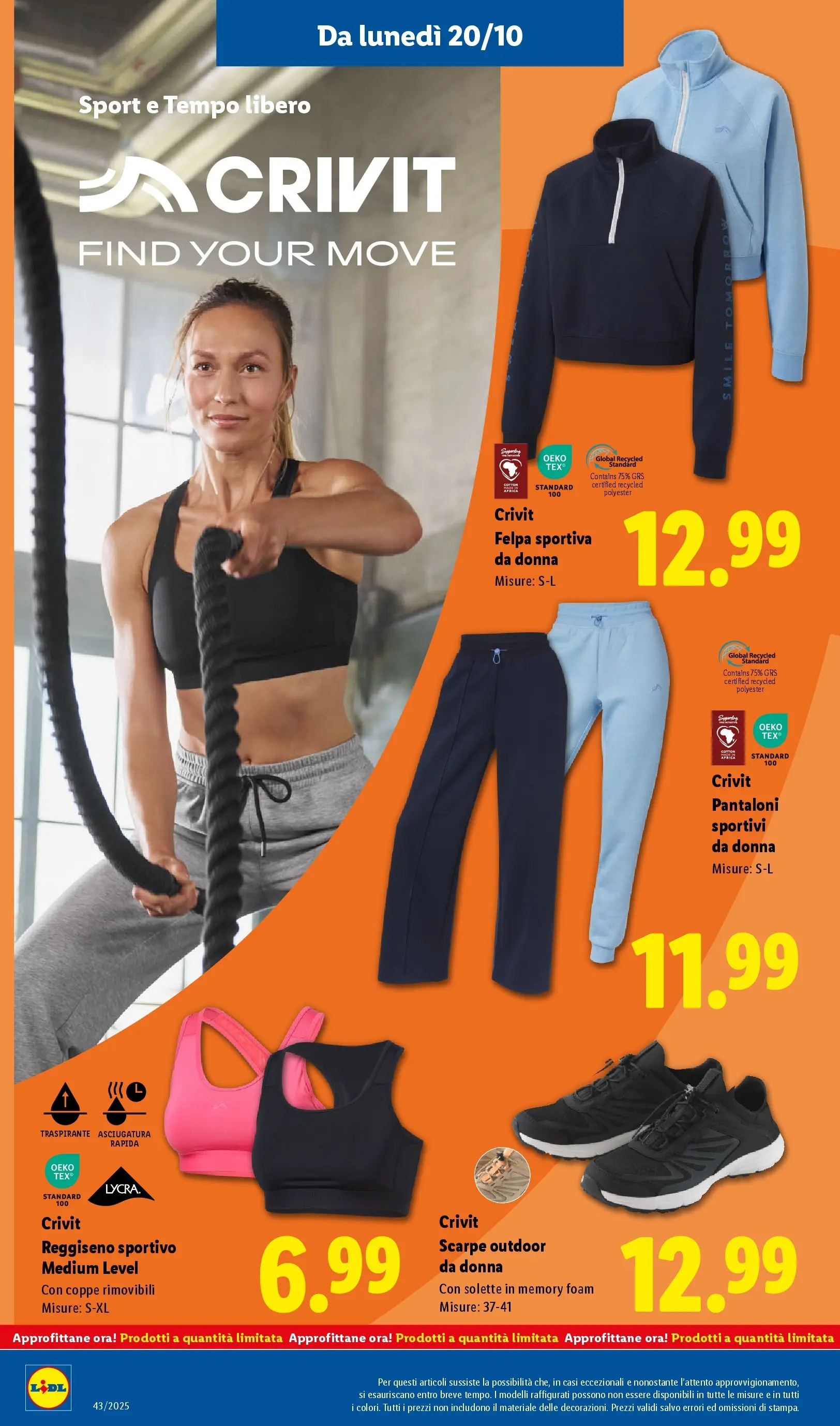 LIDL volantino della prossima settimana dal ﻿16/10/2025﻿ 📣 | Pagina: 34 | Prodotti: Felpa, Pantaloni, Reggiseno, Scarpe