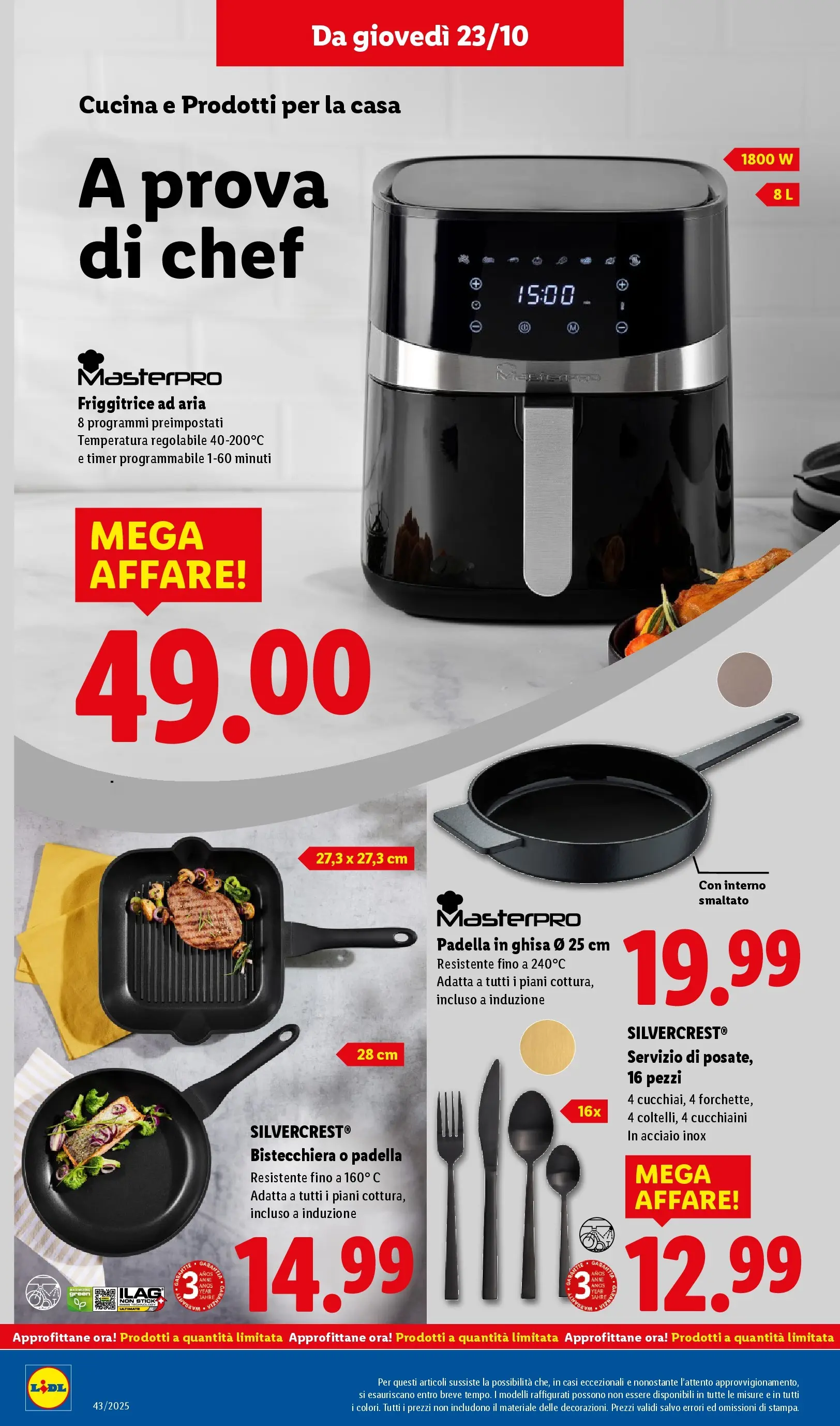 LIDL volantino della prossima settimana dal ﻿16/10/2025﻿ 📣 | Pagina: 42 | Prodotti: Friggitrice ad aria, Bistecchiera, Padella, Friggitrice