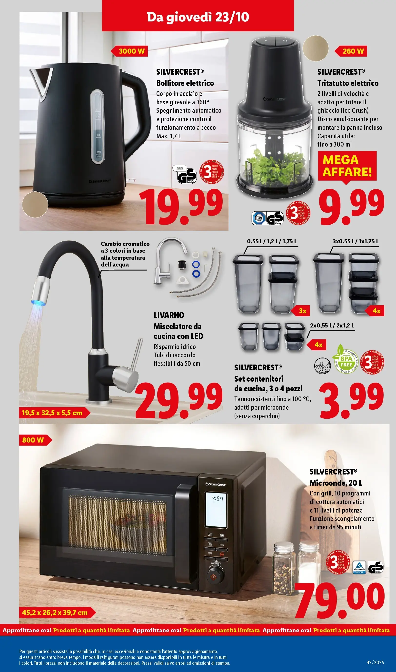 LIDL volantino della prossima settimana dal ﻿16/10/2025﻿ 📣 | Pagina: 43 | Prodotti: Microonde, Tritatutto, Miscelatore, Bollitore