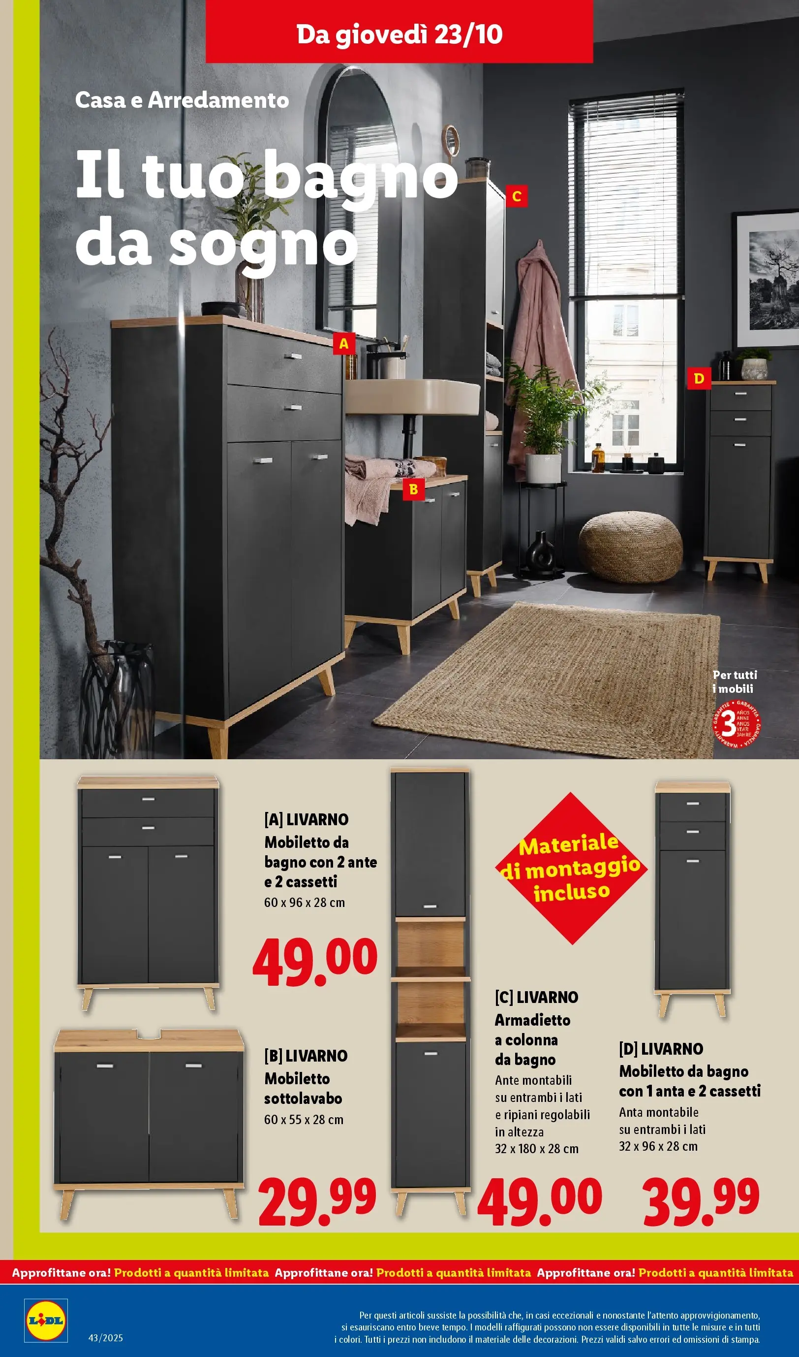 LIDL volantino della prossima settimana dal ﻿16/10/2025﻿ 📣 | Pagina: 44 | Prodotti: Armadietto, Bagno