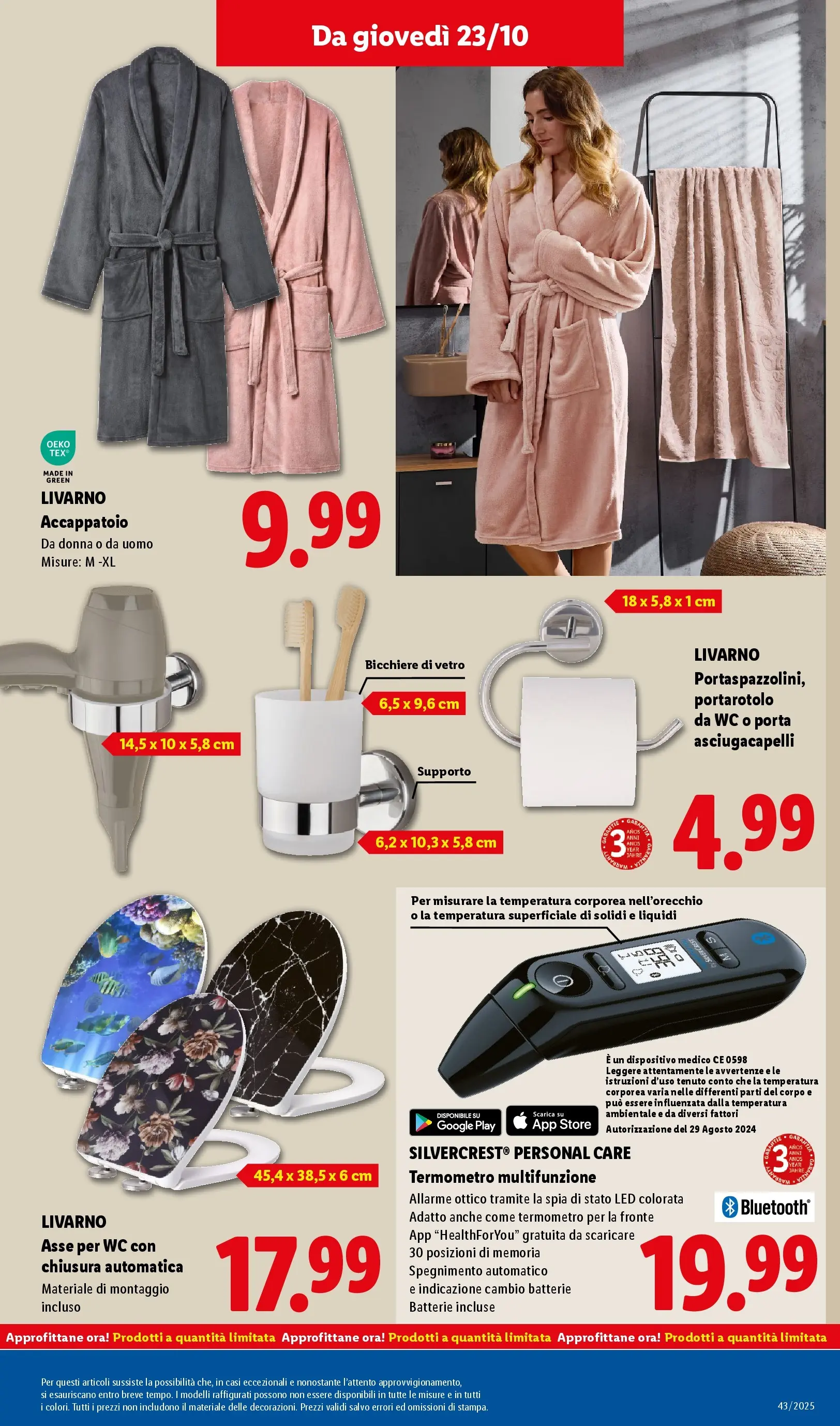 LIDL volantino della prossima settimana dal ﻿16/10/2025﻿ 📣 | Pagina: 45 | Prodotti: Accappatoio, Termometro, WC, Portarotolo