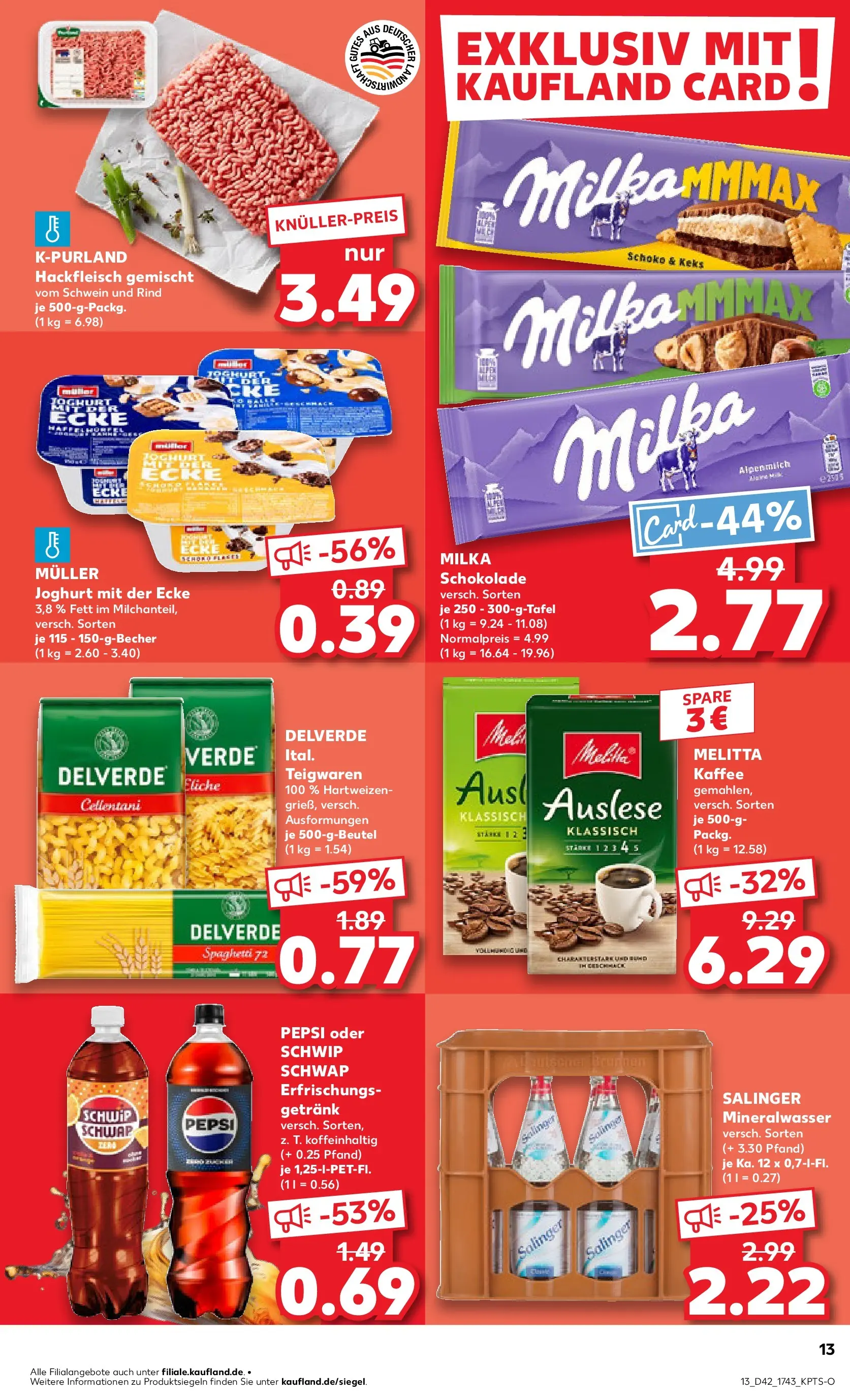 Prospekt Kaufland ab 19.10.2025 » Angebote und Werbung Online | Seite: 13 | Produkte: Kaffee, Schokolade, Schwip schwap, Pasta Prospekt Kaufland ab 19.10.2025 » Angebote Online zum Blättern | Seite: 13 | Produkte: Kaffee, Schokolade, Schwip schwap, Pasta