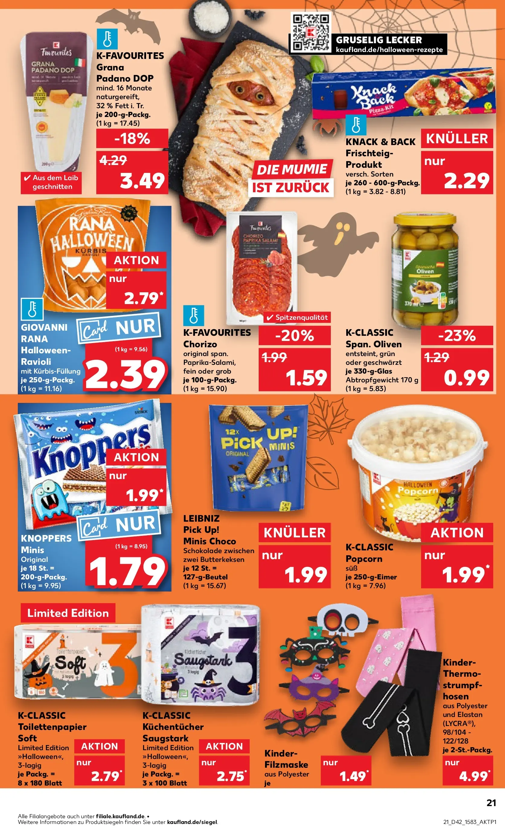 Prospekt Kaufland ab 19.10.2025 » Angebote und Werbung Online | Seite: 21 | Produkte: Schokolade, Kürbis, Knoppers, Salami Prospekt Kaufland ab 19.10.2025 » Angebote Online zum Blättern | Seite: 21 | Produkte: Schokolade, Kürbis, Knoppers, Salami