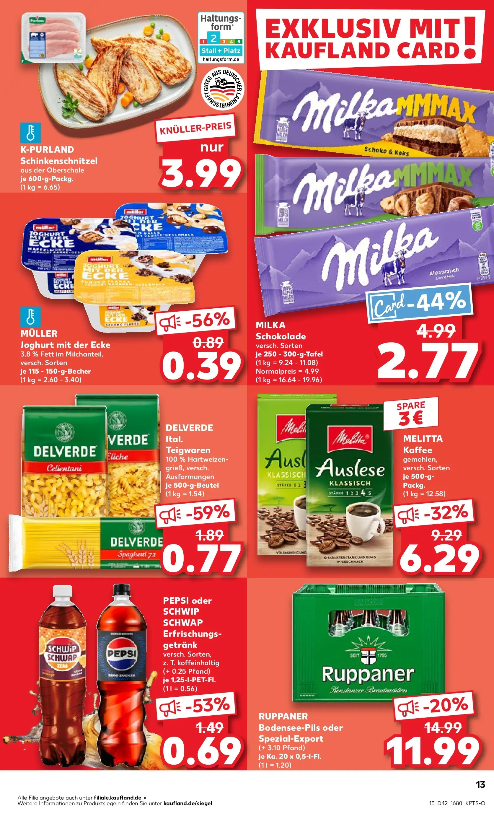 Prospekt Kaufland ab 19.10.2025 » Angebote Online zum Blättern | Seite: 13 | Produkte: Melitta kaffee, Joghurt, Schwip schwap, Pepsi