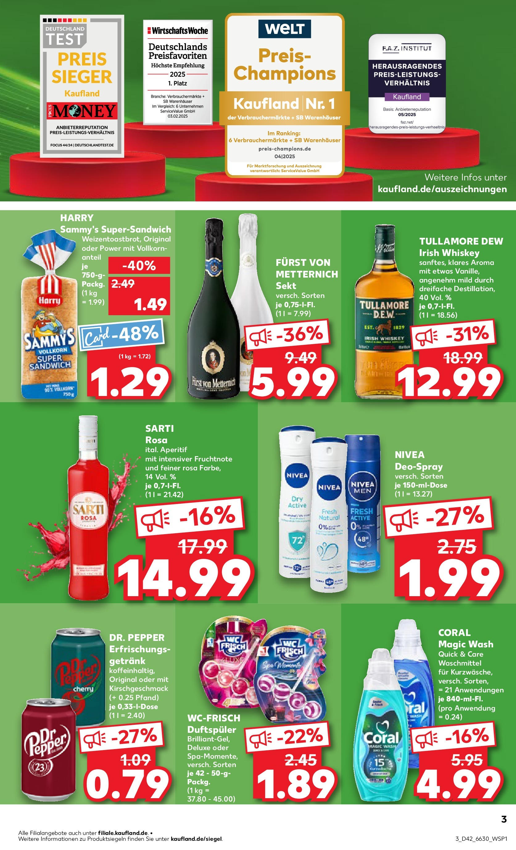 Prospekt Kaufland ab 19.10.2025 » Angebote Online zum Blättern | Seite: 3 | Produkte: Furst von metternich, Sekt, Deospray, Whiskey