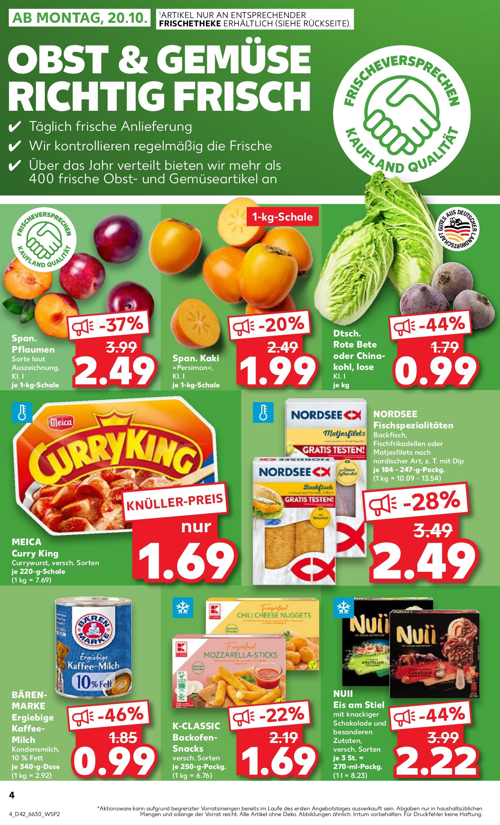 Prospekt Kaufland ab 19.10.2025 » Angebote Online zum Blättern | Seite: 4 | Produkte: Nuii eis, Schokolade, Obst, Backofen