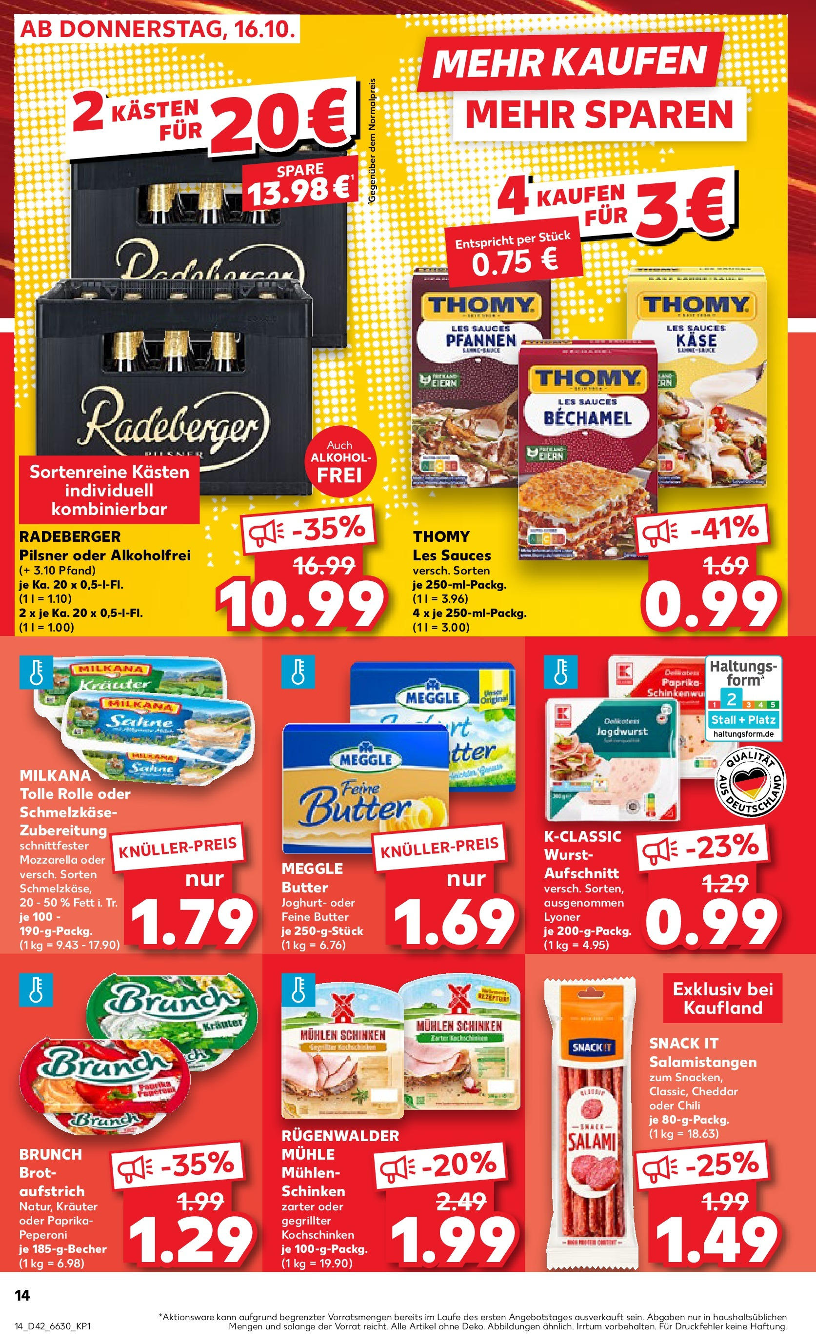 Prospekt Kaufland ab 19.10.2025 » Angebote Online zum Blättern | Seite: 14 | Produkte: Thomy les sauces, Käse, Chili, Brot