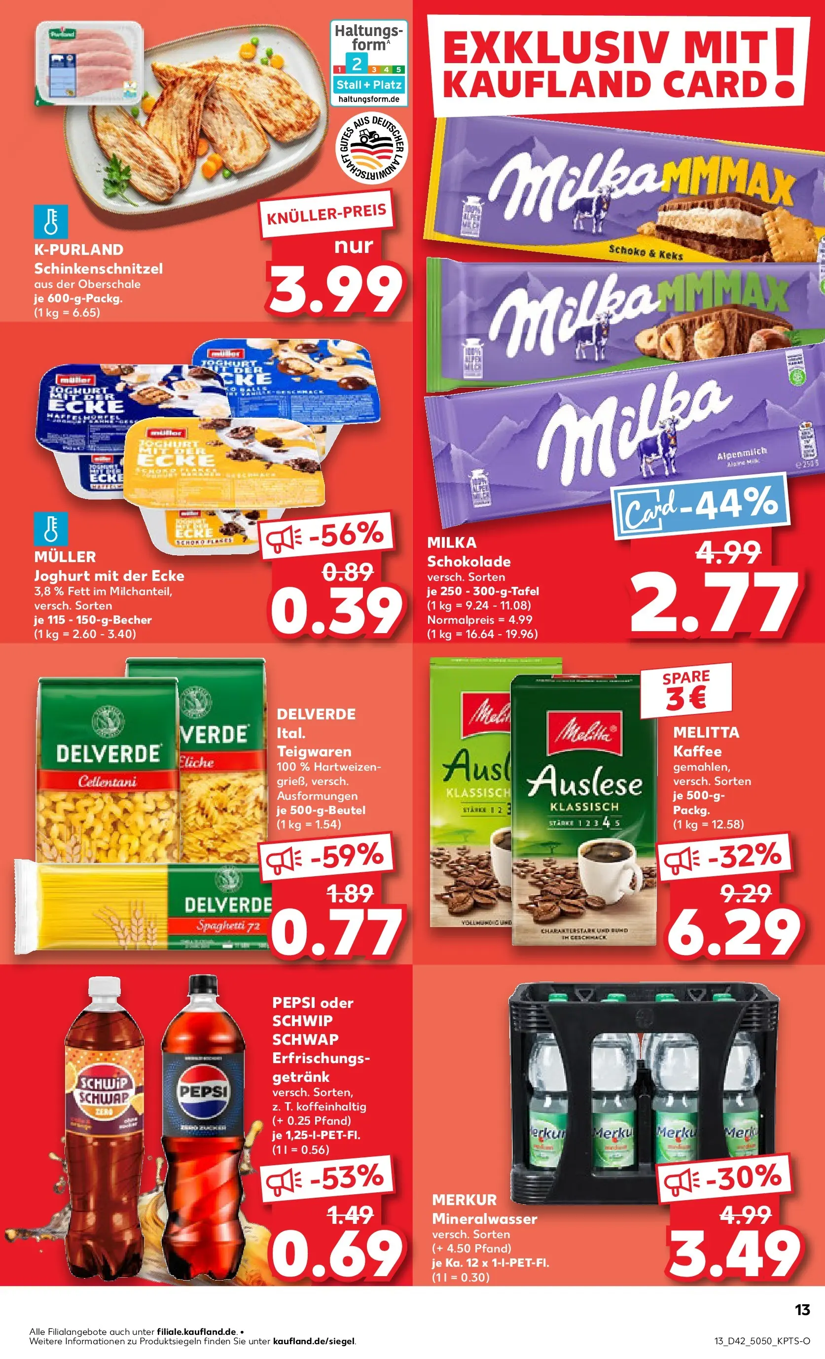 Prospekt Kaufland ab 19.10.2025 » Angebote und Werbung Online | Seite: 13 | Produkte: Melitta, Milka schokolade, Mineralwasser, Pasta Prospekt Kaufland ab 19.10.2025 » Angebote Online zum Blättern | Seite: 13 | Produkte: Melitta, Milka schokolade, Mineralwasser, Pasta