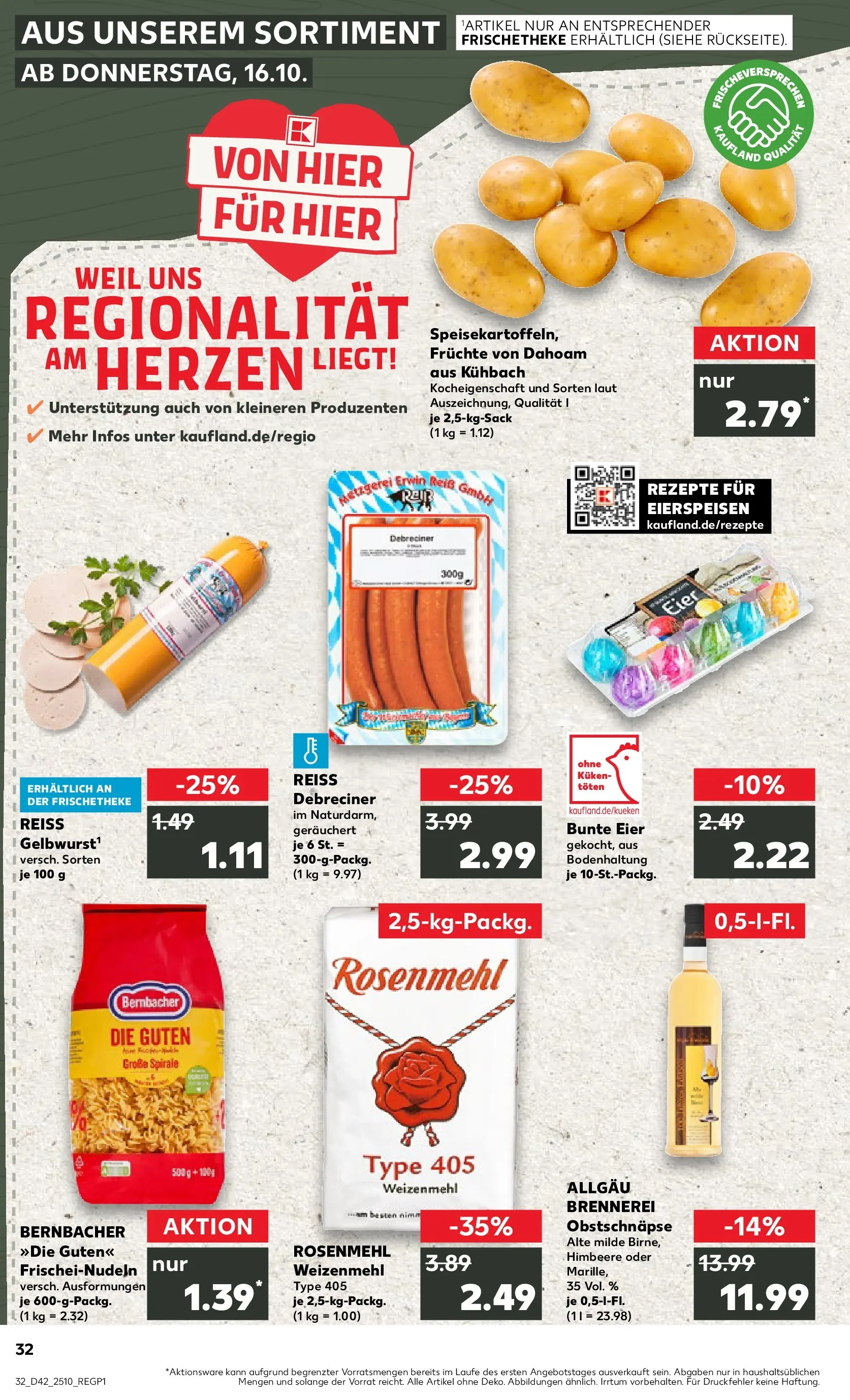 Prospekt Kaufland ab 19.10.2025 » Angebote und Werbung Online | Seite: 32 | Produkte: Eier, Weizenmehl, Himbeere, Pasta Prospekt Kaufland ab 19.10.2025 » Angebote Online zum Blättern | Seite: 32 | Produkte: Eier, Weizenmehl, Himbeere, Pasta