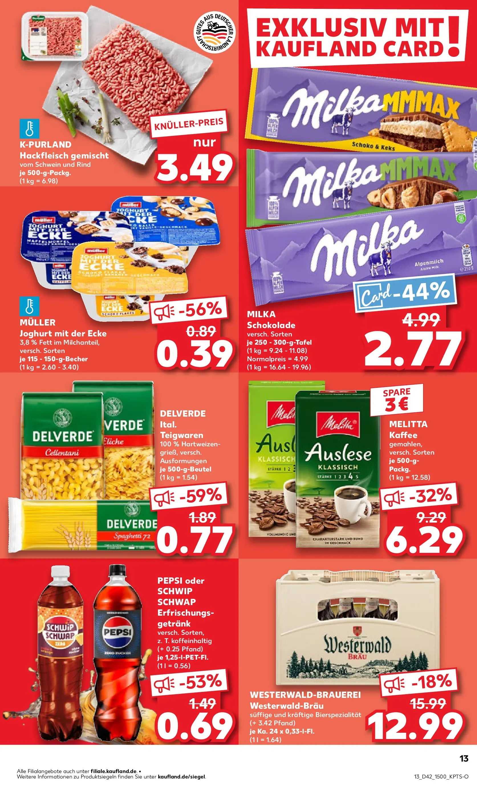 Prospekt Kaufland ab 19.10.2025 » Angebote und Werbung Online | Seite: 13 | Produkte: Melitta, Joghurt, Schokolade, Pepsi Prospekt Kaufland ab 19.10.2025 » Angebote Online zum Blättern | Seite: 13 | Produkte: Melitta, Joghurt, Schokolade, Pepsi