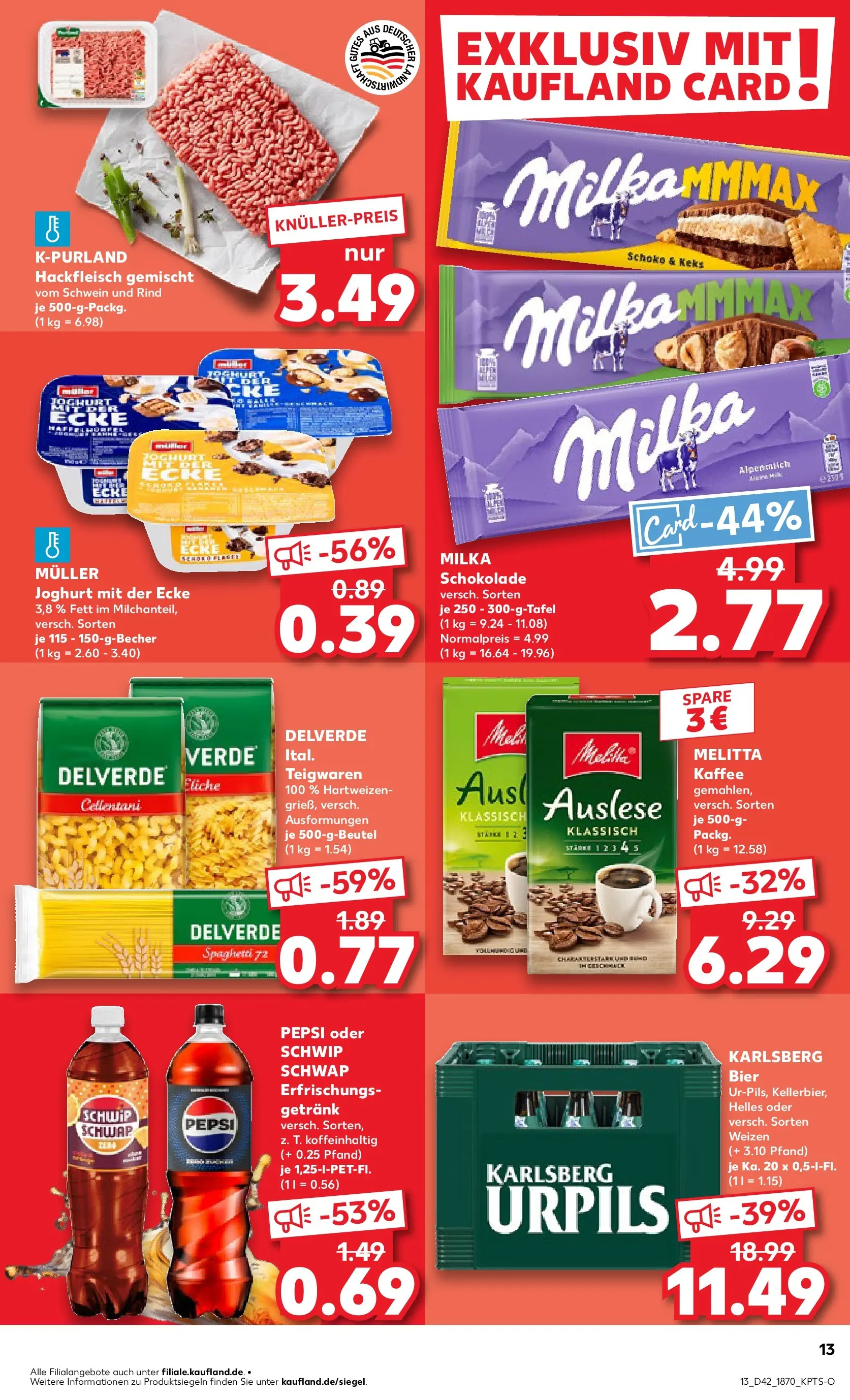 Prospekt Kaufland ab 19.10.2025 » Angebote und Werbung Online | Seite: 13 | Produkte: Melitta kaffee, Schokolade, Bier, Hackfleisch Prospekt Kaufland ab 19.10.2025 » Angebote Online zum Blättern | Seite: 13 | Produkte: Melitta kaffee, Schokolade, Bier, Hackfleisch