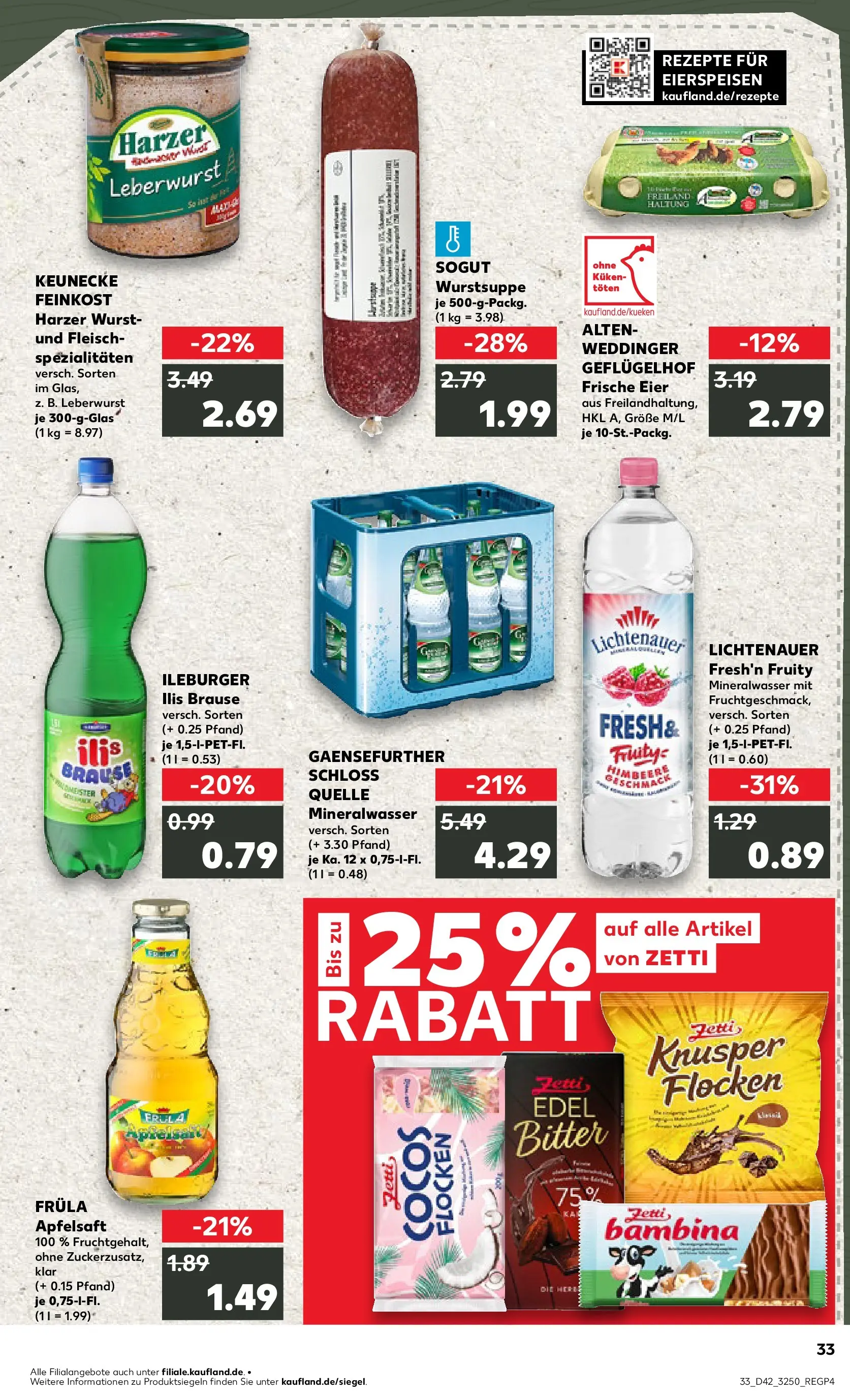 Prospekt Kaufland ab 19.10.2025 » Angebote und Werbung Online | Seite: 33 | Produkte: Apfelsaft, Wurst, Himbeere, Flocken Prospekt Kaufland ab 19.10.2025 » Angebote Online zum Blättern | Seite: 33 | Produkte: Apfelsaft, Wurst, Himbeere, Flocken