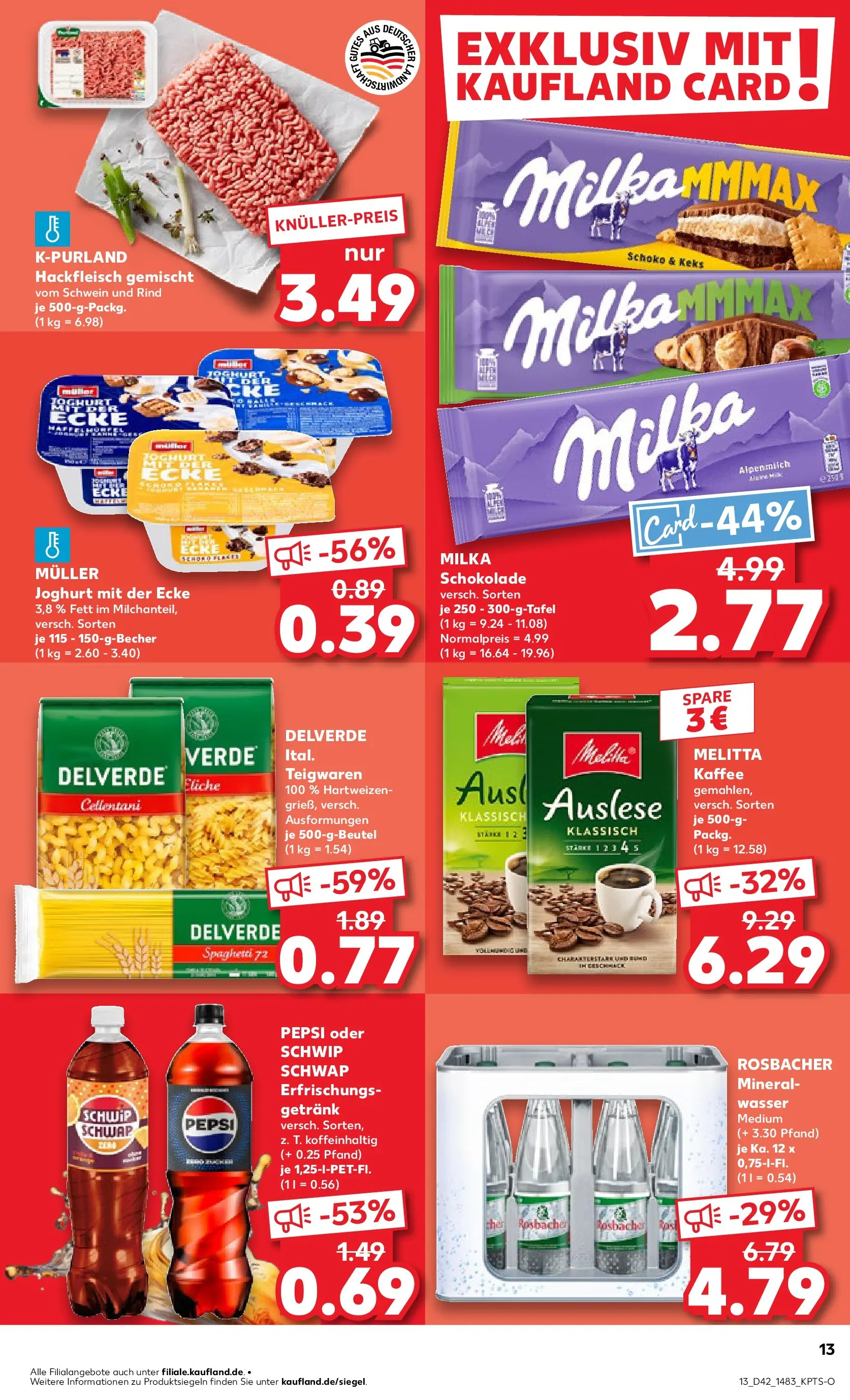 Prospekt Kaufland ab 19.10.2025 » Angebote und Werbung Online | Seite: 13 | Produkte: Schwip schwap, Milka, Mineralwasser, Pasta Prospekt Kaufland ab 19.10.2025 » Angebote Online zum Blättern | Seite: 13 | Produkte: Schwip schwap, Milka, Mineralwasser, Pasta