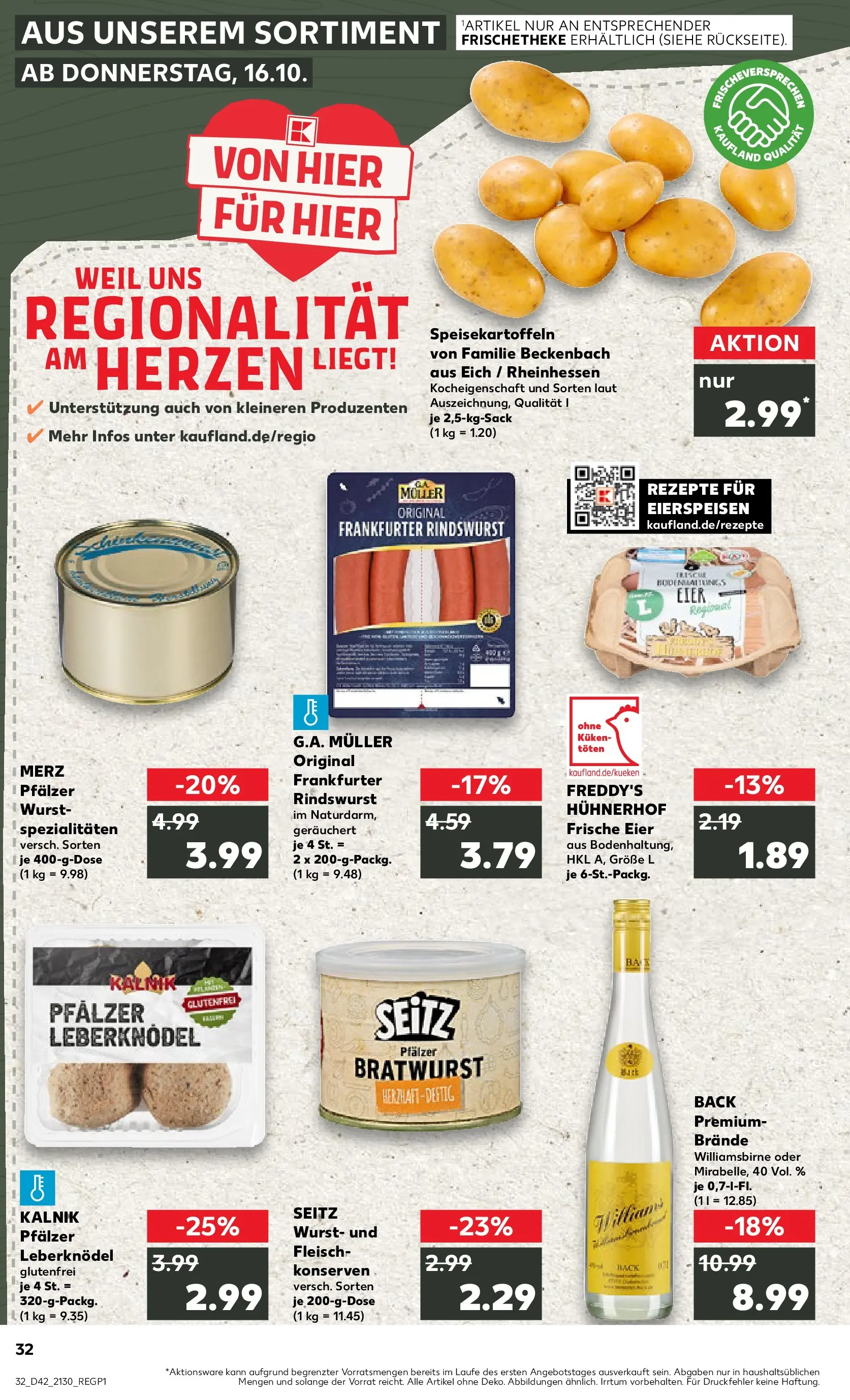 Prospekt Kaufland ab 19.10.2025 » Angebote und Werbung Online | Seite: 32 | Produkte: Eier, Bratwurst, Wurst, Fleisch Prospekt Kaufland ab 19.10.2025 » Angebote Online zum Blättern | Seite: 32 | Produkte: Eier, Bratwurst, Wurst, Fleisch