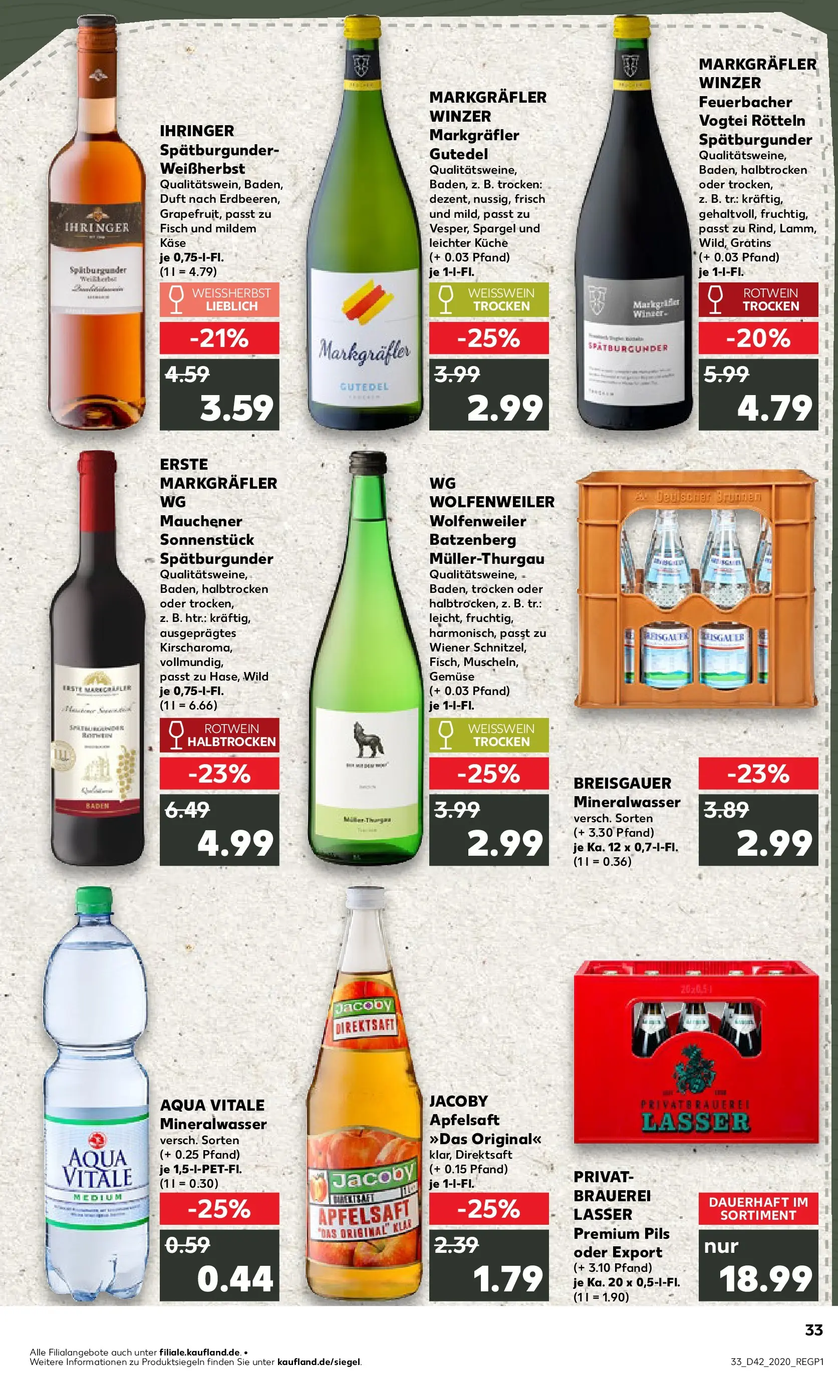 Prospekt Kaufland ab 19.10.2025 » Angebote und Werbung Online | Seite: 33 | Produkte: Weißwein, Duft, Fisch, Gemüse Prospekt Kaufland ab 19.10.2025 » Angebote Online zum Blättern | Seite: 33 | Produkte: Weißwein, Duft, Fisch, Gemüse