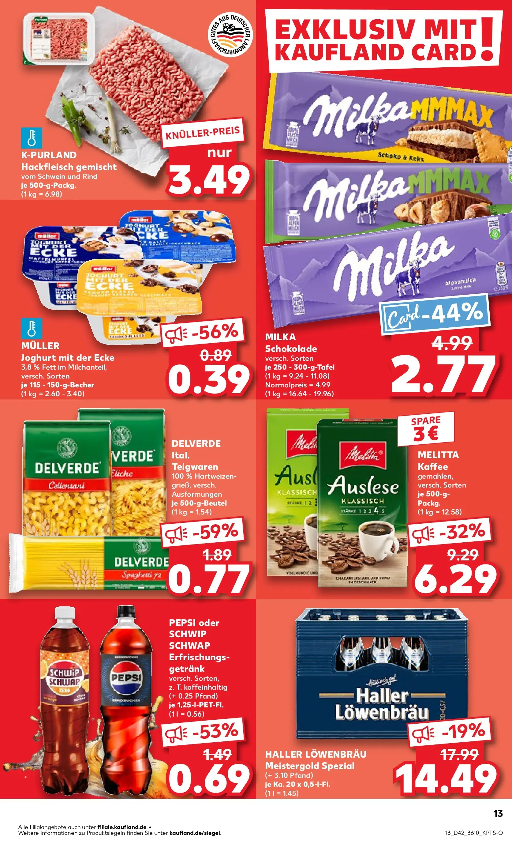 Prospekt Kaufland ab 19.10.2025 » Angebote und Werbung Online | Seite: 13 | Produkte: Melitta, Kaffee, Milka schokolade, Hackfleisch Prospekt Kaufland ab 19.10.2025 » Angebote Online zum Blättern | Seite: 13 | Produkte: Melitta, Kaffee, Milka schokolade, Hackfleisch