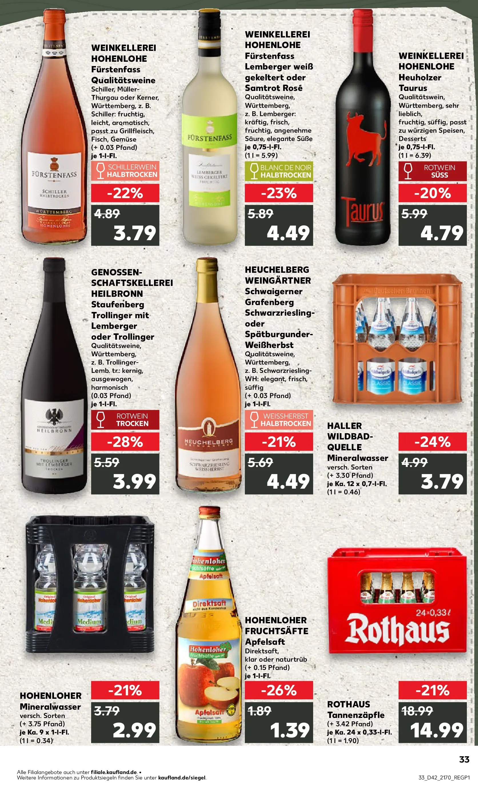 Prospekt Kaufland ab 19.10.2025 » Angebote und Werbung Online | Seite: 33 | Produkte: Rotwein halbtrocken, Apfelsaft, Mineralwasser, Apple Prospekt Kaufland ab 19.10.2025 » Angebote Online zum Blättern | Seite: 33 | Produkte: Rotwein halbtrocken, Apfelsaft, Mineralwasser, Apple