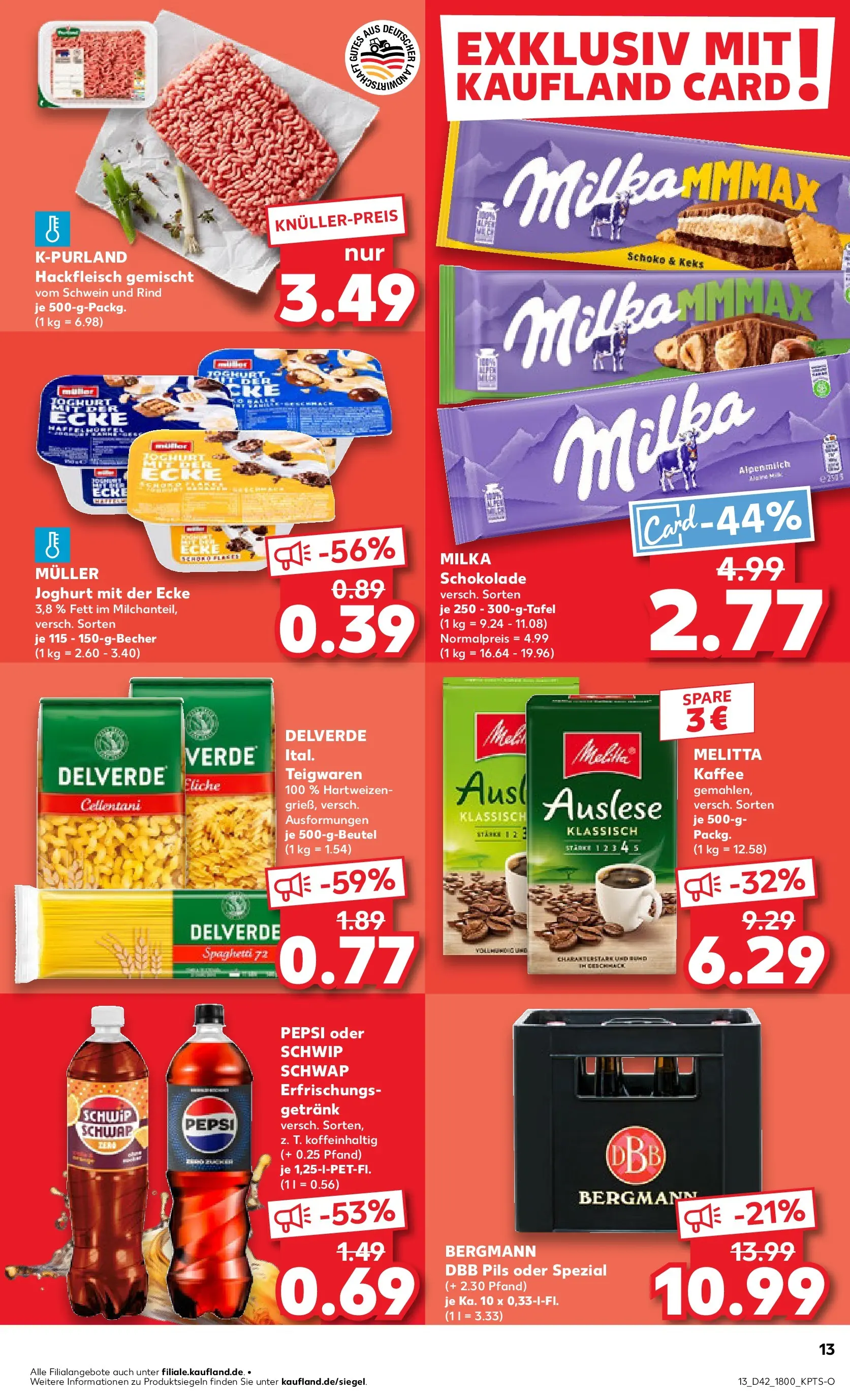 Prospekt Kaufland ab 20.10.2025 » Angebote und Werbung Online | Seite: 13 | Produkte: Kaffee, Schokolade, Milka, Pasta Prospekt Kaufland ab 20.10.2025 » Angebote Online zum Blättern | Seite: 13 | Produkte: Kaffee, Schokolade, Milka, Pasta