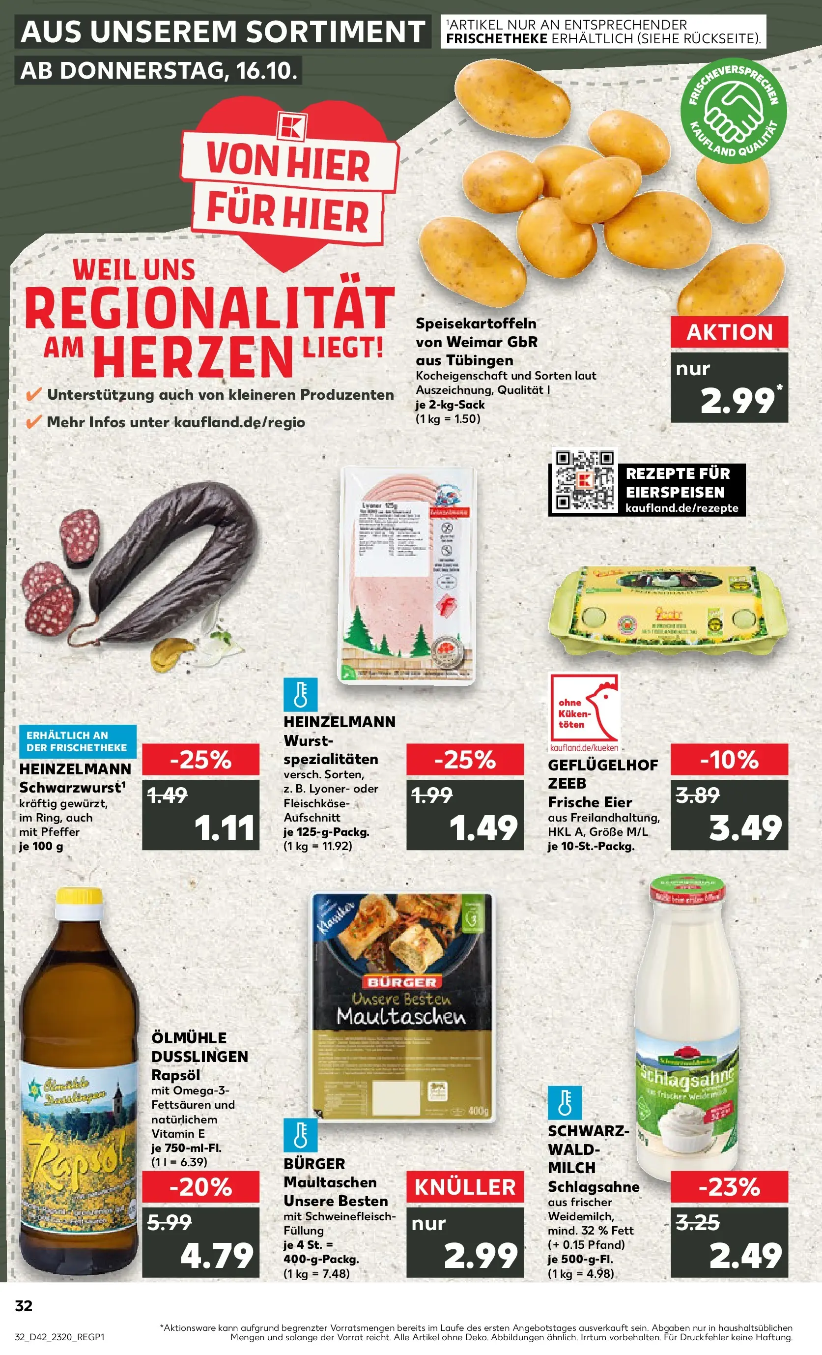 Prospekt Kaufland ab 19.10.2025 » Angebote und Werbung Online | Seite: 32 | Produkte: Schlagsahne, Rapsöl, Pudding, Pfeffer Prospekt Kaufland ab 19.10.2025 » Angebote Online zum Blättern | Seite: 32 | Produkte: Schlagsahne, Rapsöl, Pudding, Pfeffer
