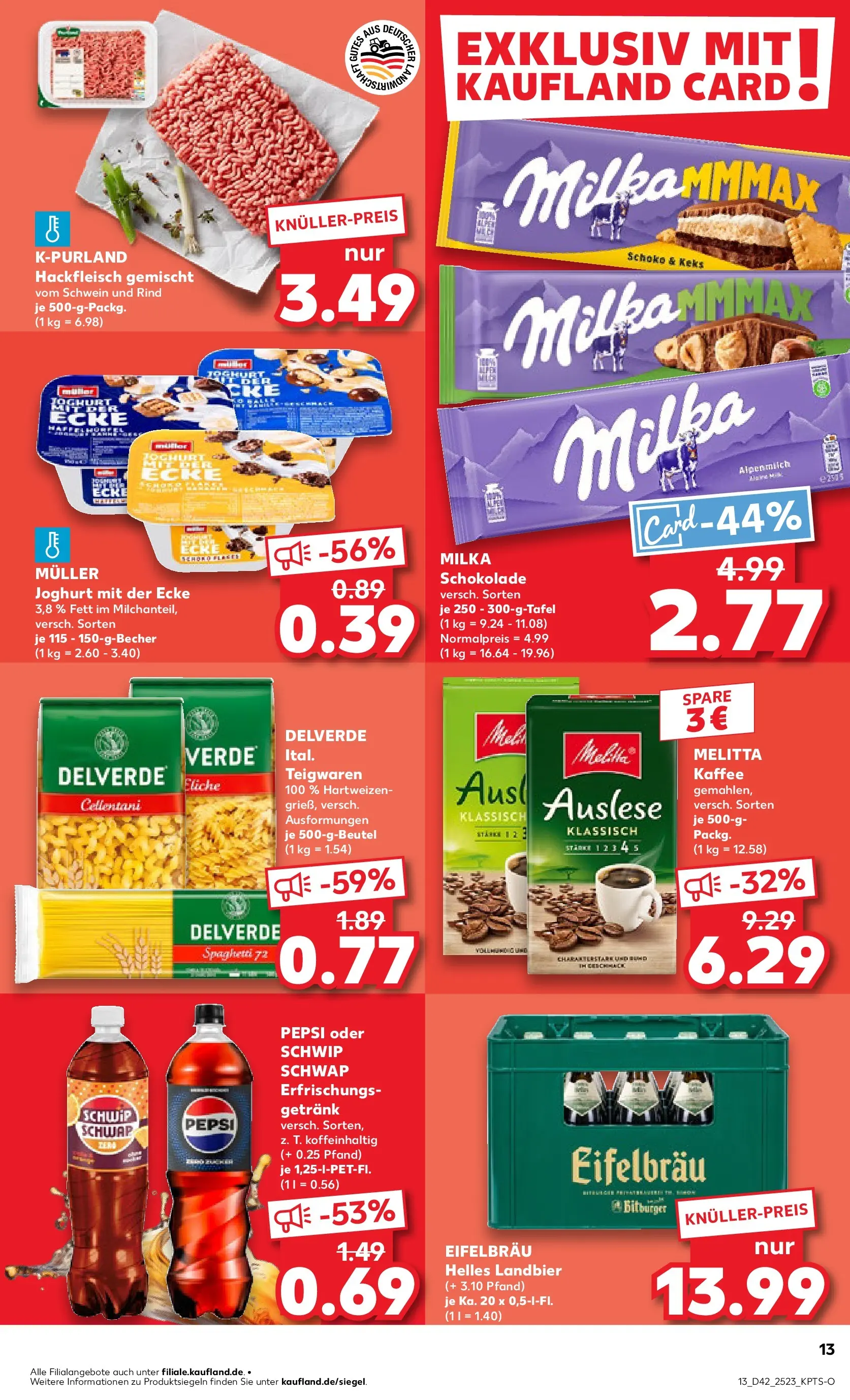 Prospekt Kaufland ab 19.10.2025 » Angebote und Werbung Online | Seite: 13 | Produkte: Melitta, Joghurt, Schokolade, Hackfleisch Prospekt Kaufland ab 19.10.2025 » Angebote Online zum Blättern | Seite: 13 | Produkte: Melitta, Joghurt, Schokolade, Hackfleisch