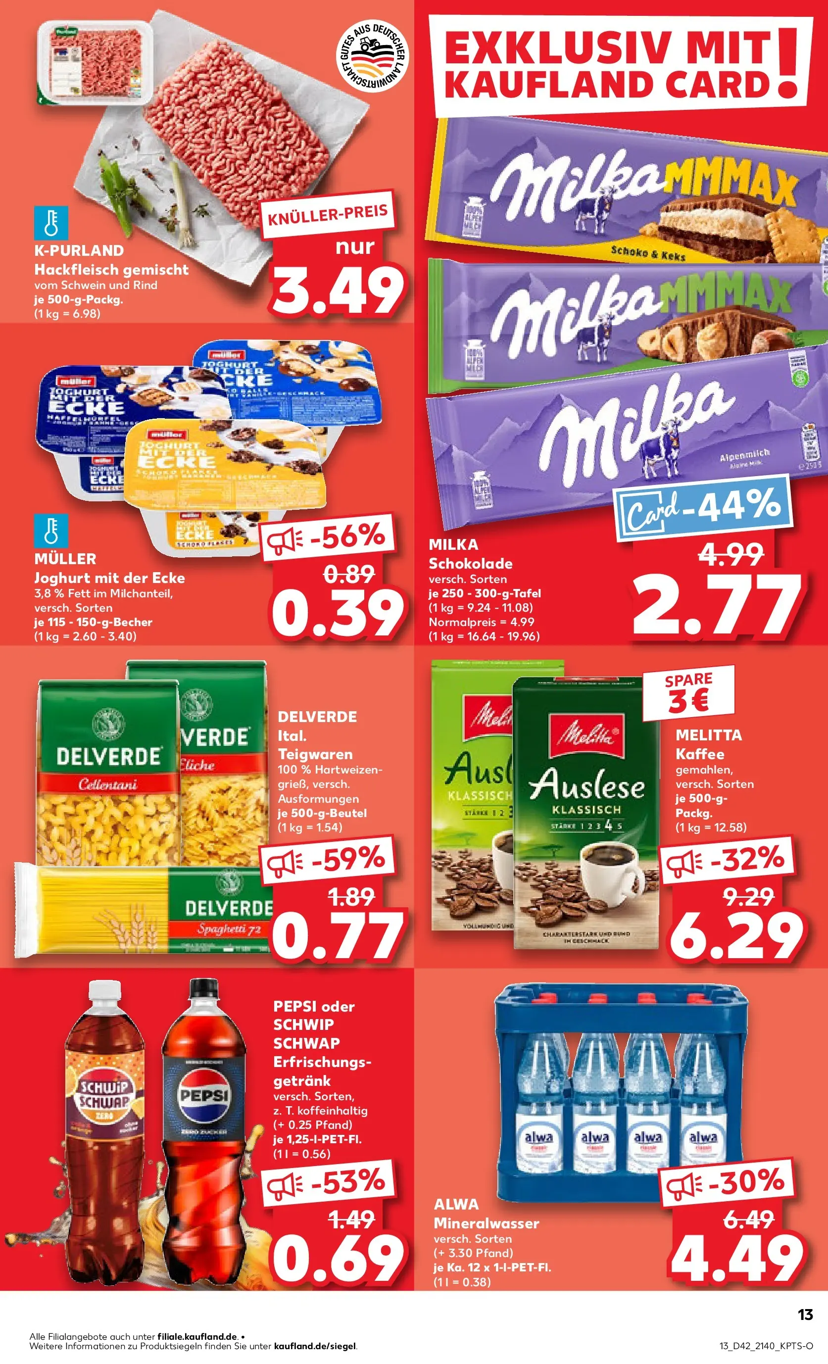 Prospekt Kaufland ab 19.10.2025 » Angebote und Werbung Online | Seite: 13 | Produkte: Melitta kaffee, Joghurt, Schwip schwap, Mineralwasser Prospekt Kaufland ab 19.10.2025 » Angebote Online zum Blättern | Seite: 13 | Produkte: Melitta kaffee, Joghurt, Schwip schwap, Mineralwasser