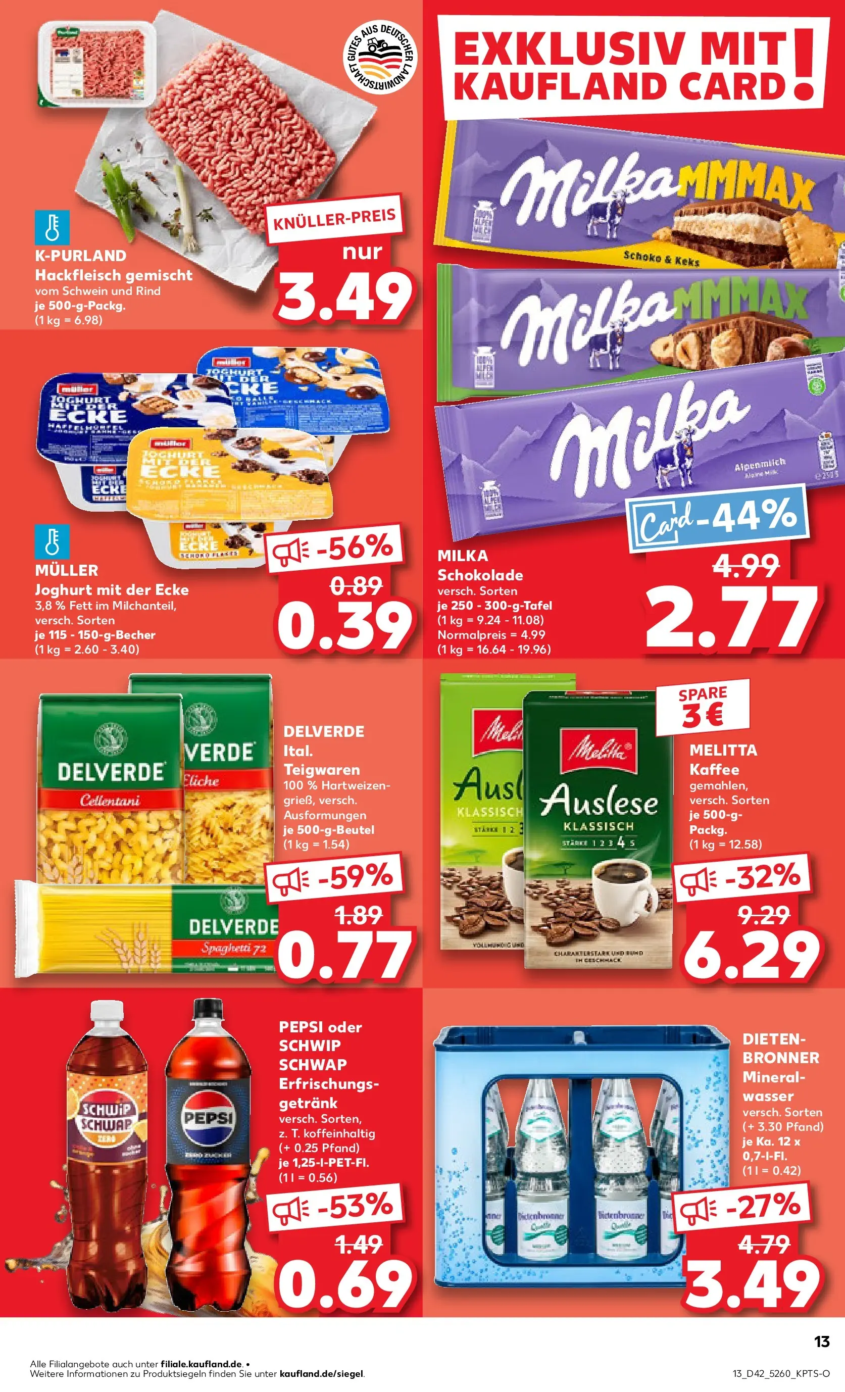 Prospekt Kaufland ab 19.10.2025 » Angebote Online zum Blättern | Seite: 13 | Produkte: Melitta, Schokolade, Milka schokolade, Hackfleisch